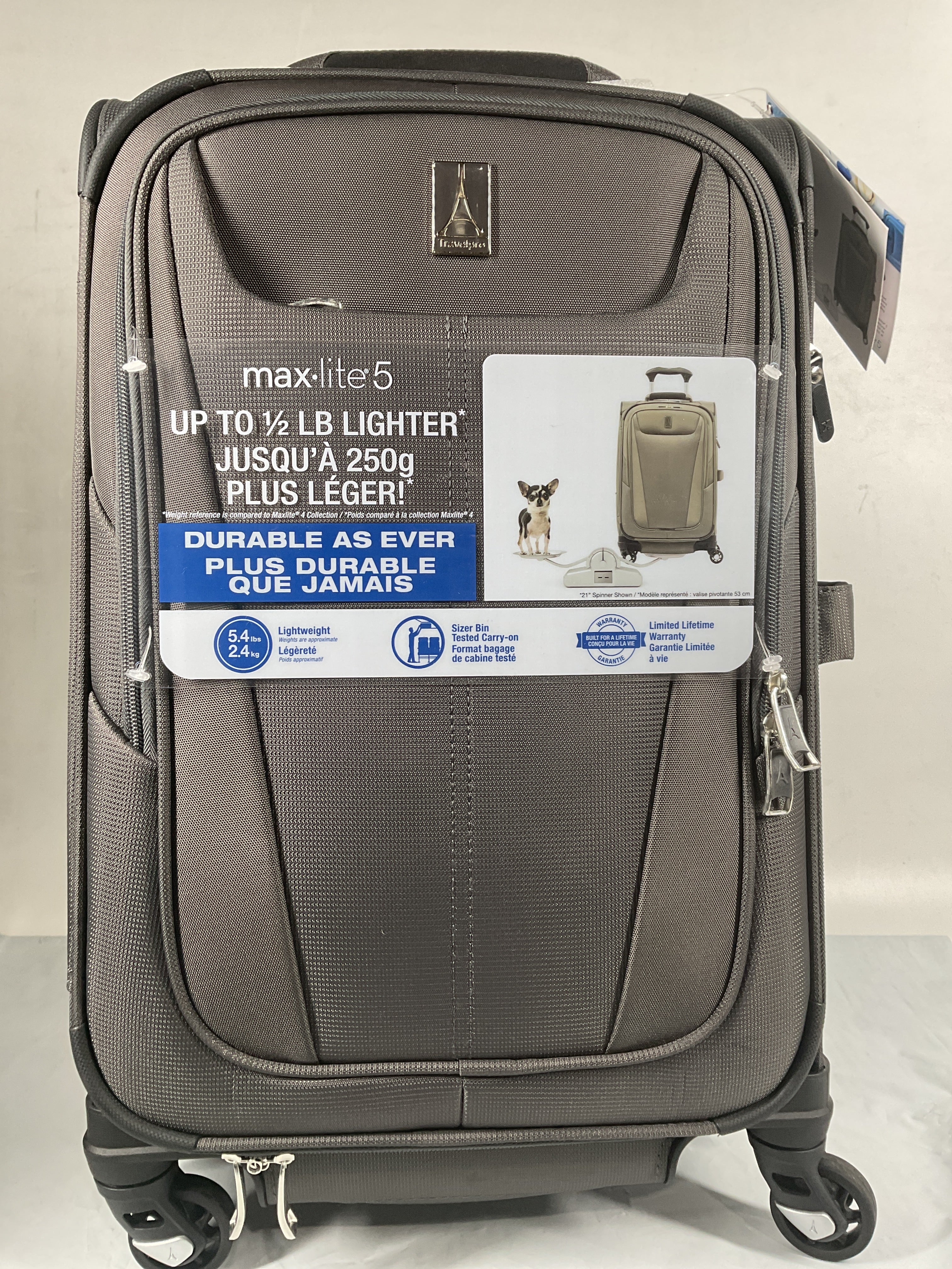 Travelpro Maxlite 5 Softside Expandable Luggage with 4 Spinner Wheels, Lightweight Suitcase, Men and Women ( Shadow Grey , Carry-on 21-Inch ) Shadow Grey Carry On 21 Inch U89