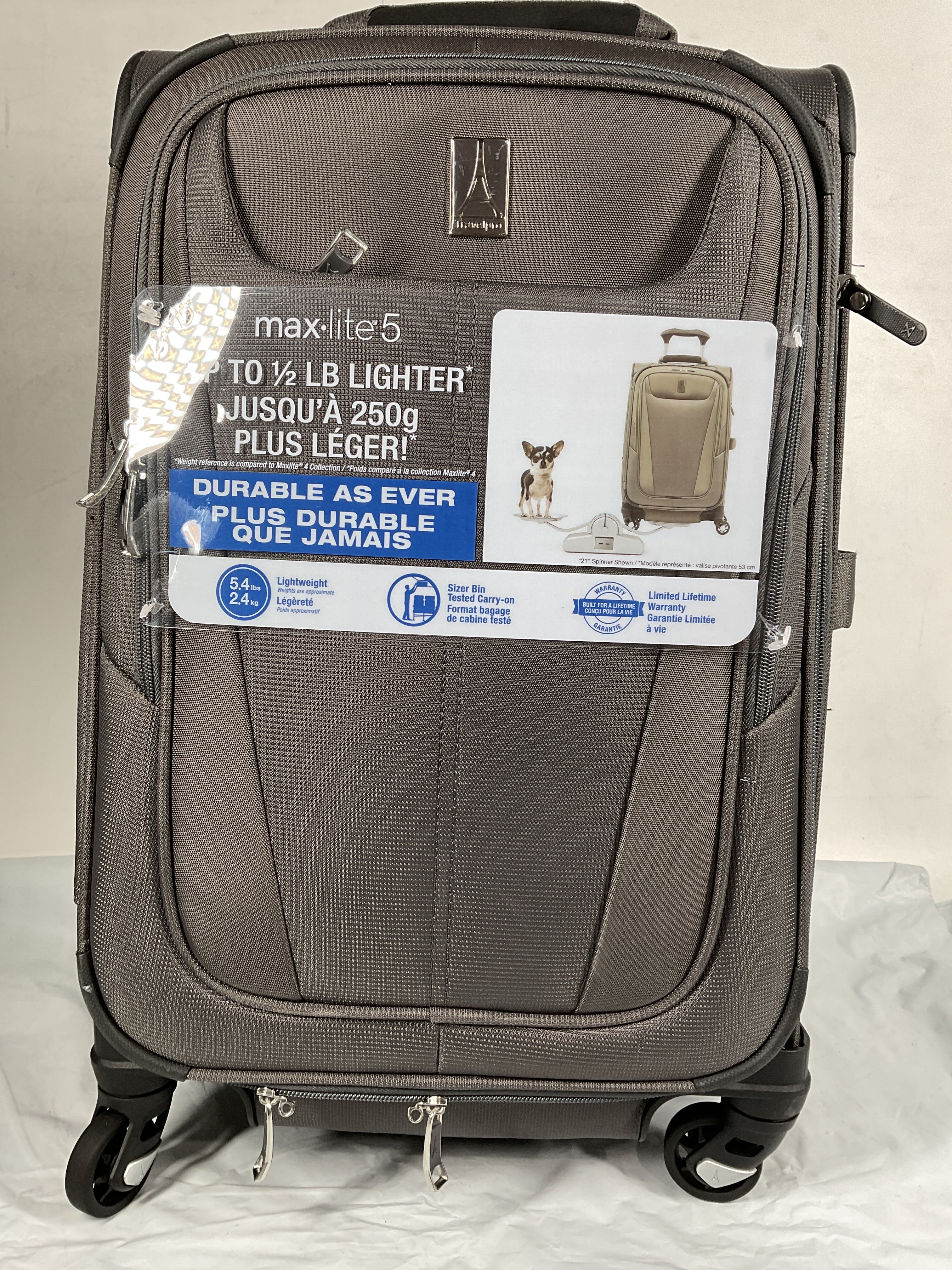 Travelpro Maxlite 5 Softside Expandable Luggage with 4 Spinner Wheels, Lightweight Suitcase, Men and Women ( Shadow Grey , Carry-on 21-Inch ) Shadow Grey Carry On 21 Inch U91