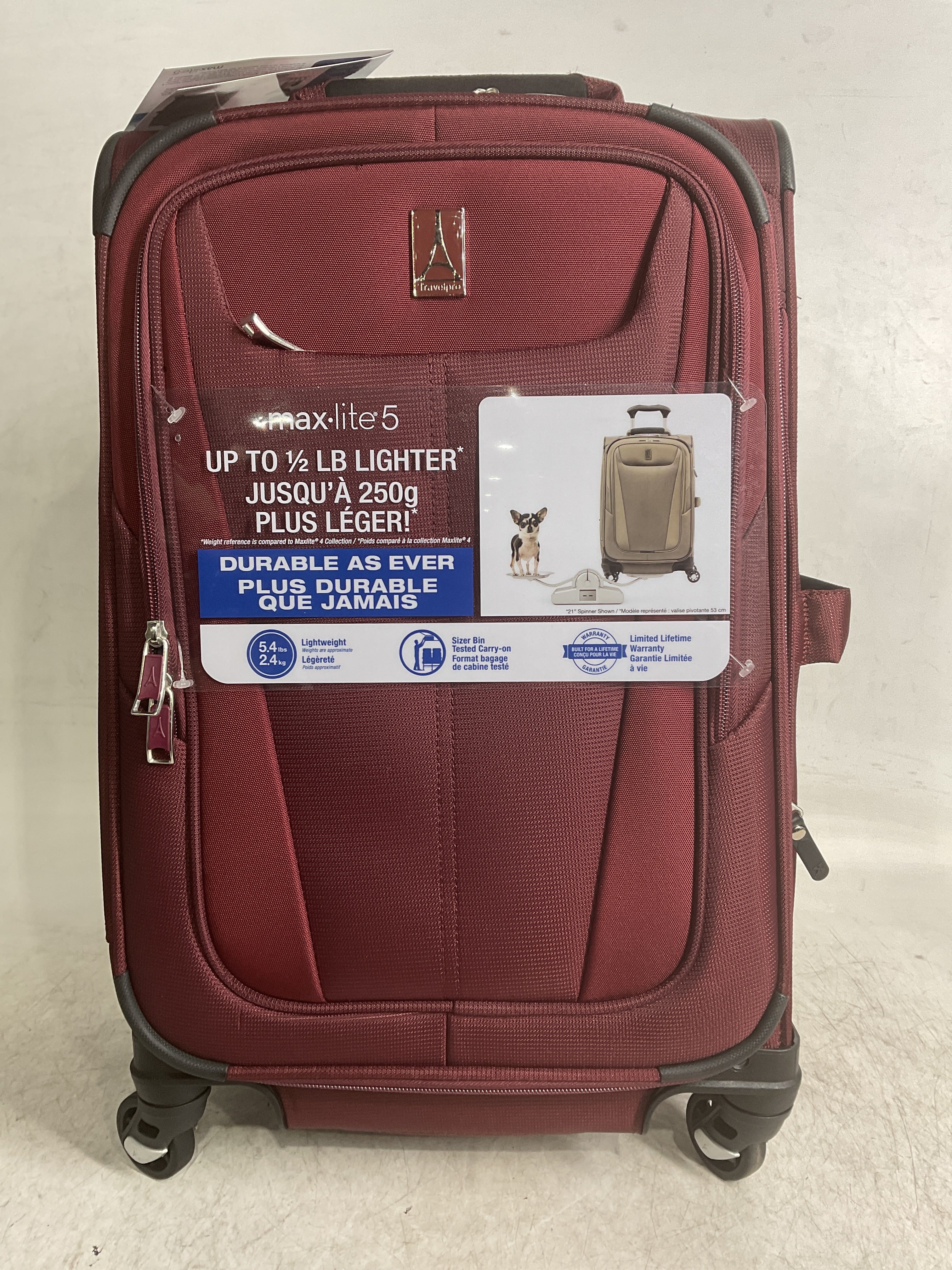 Travelpro Maxlite 5 Softside Expandable Luggage with 4 Spinner Wheels, Lightweight Suitcase, Men and Women ( Burgundy , Carry-on 21-Inch ) Burgundy Carry On 21 Inch U56