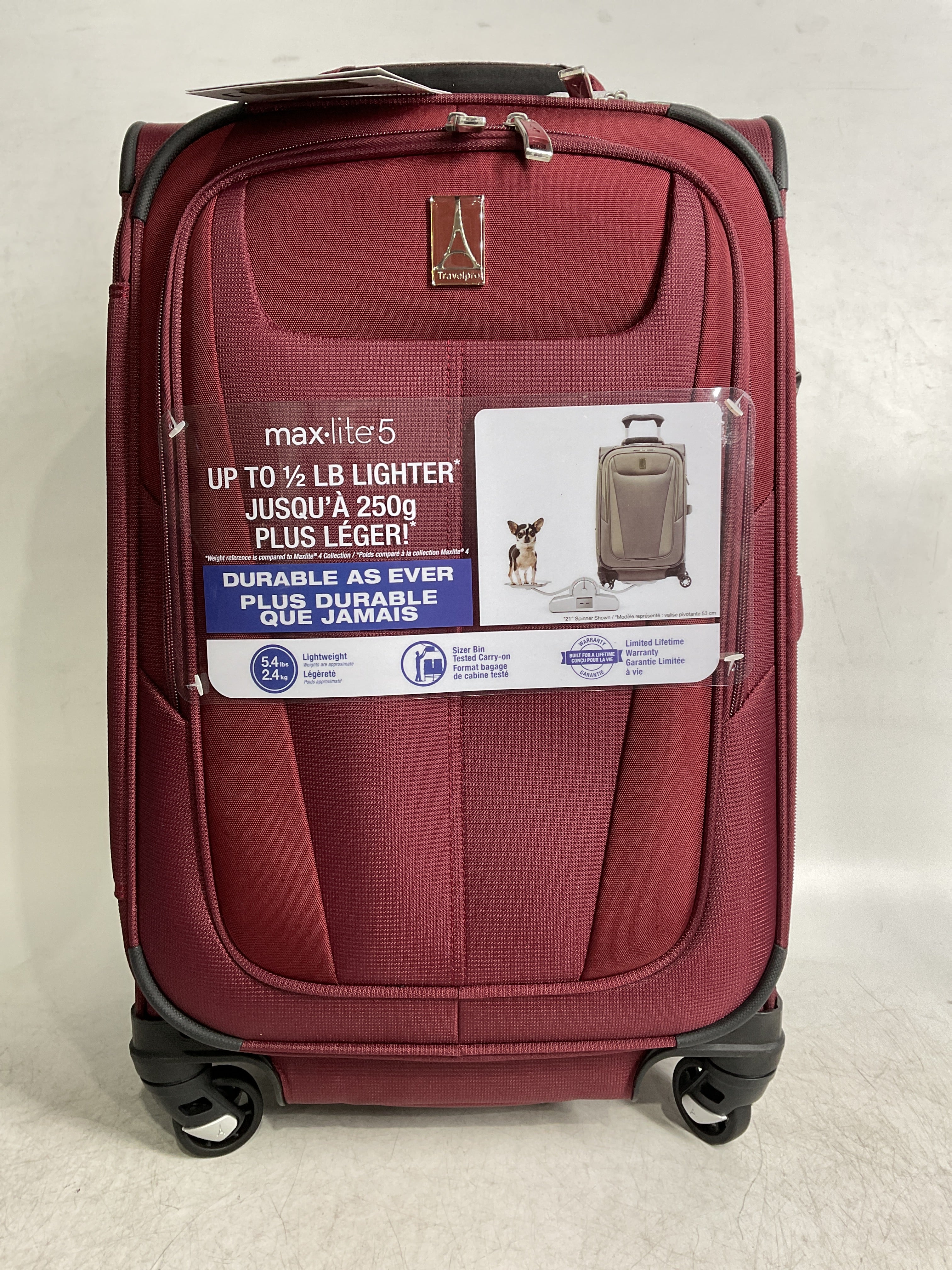 Travelpro Maxlite 5 Softside Expandable Luggage with 4 Spinner Wheels, Lightweight Suitcase, Men and Women ( Burgundy , Carry-on 21-Inch ) Burgundy Carry On 21 Inch U59