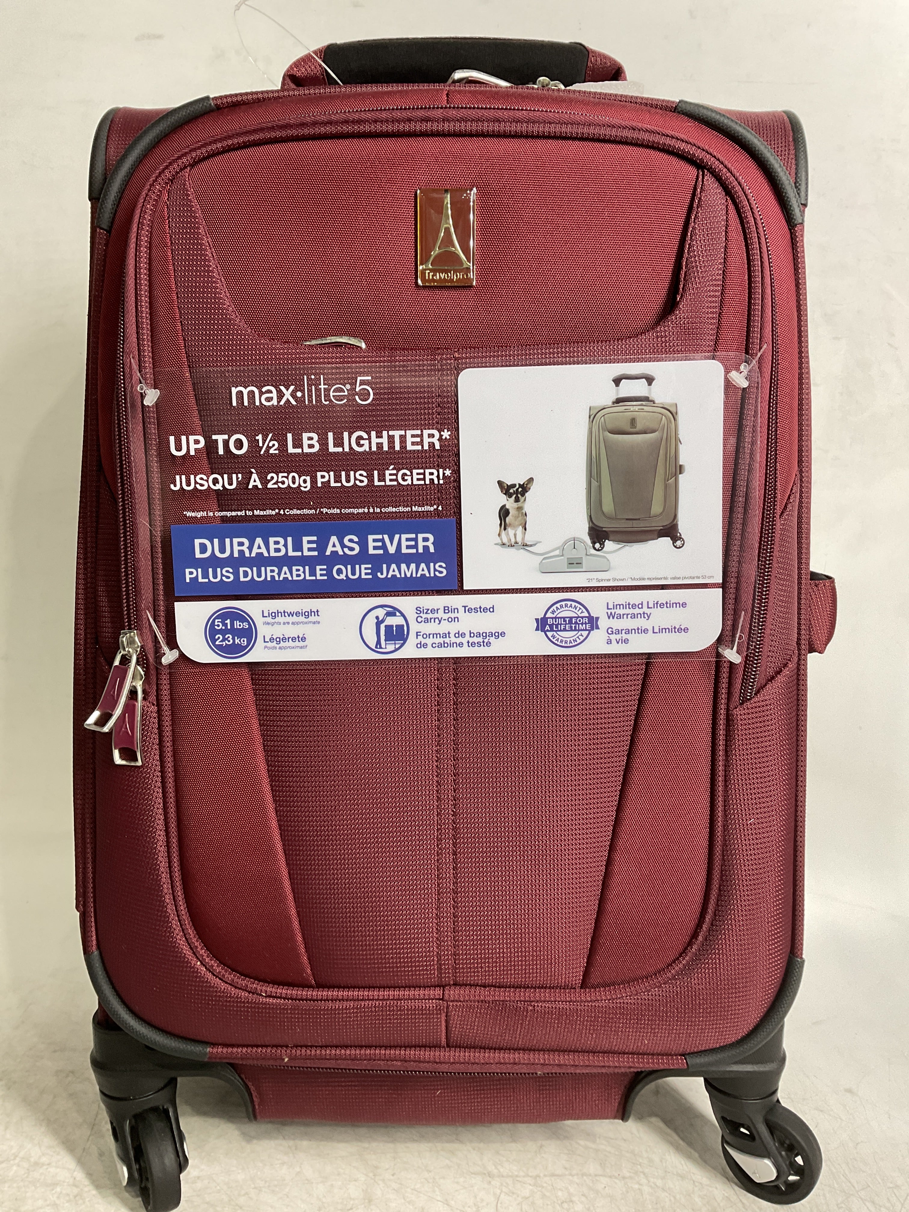 Travelpro Maxlite 5 Softside Expandable Luggage with 4 Spinner Wheels, Lightweight Suitcase, Men and Women ( Burgundy , Carry-on 21-Inch ) Burgundy Carry On 21 Inch U60
