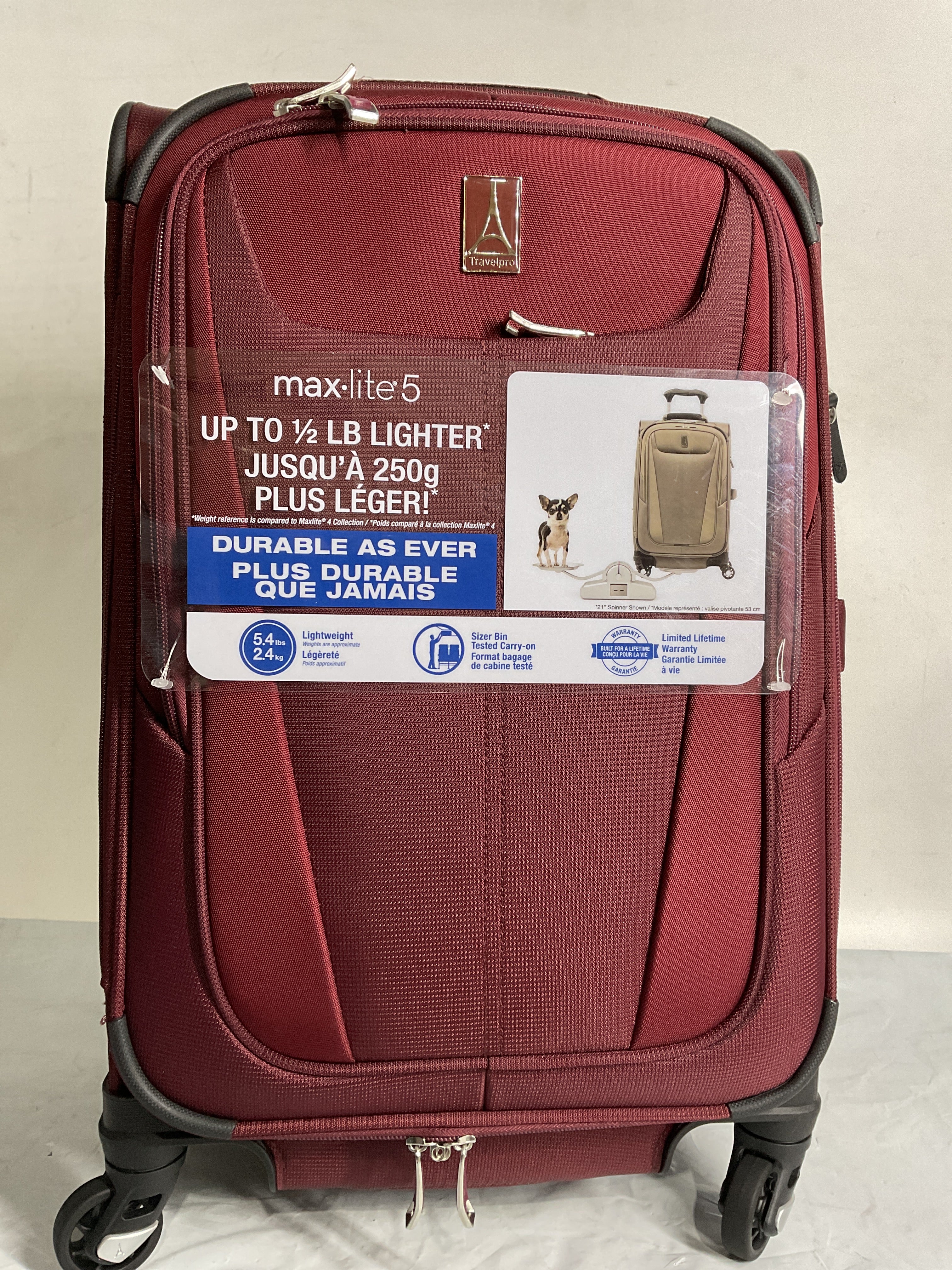 Travelpro Maxlite 5 Softside Expandable Luggage with 4 Spinner Wheels, Lightweight Suitcase, Men and Women ( Burgundy , Carry-on 21-Inch ) Burgundy Carry On 21 Inch U62