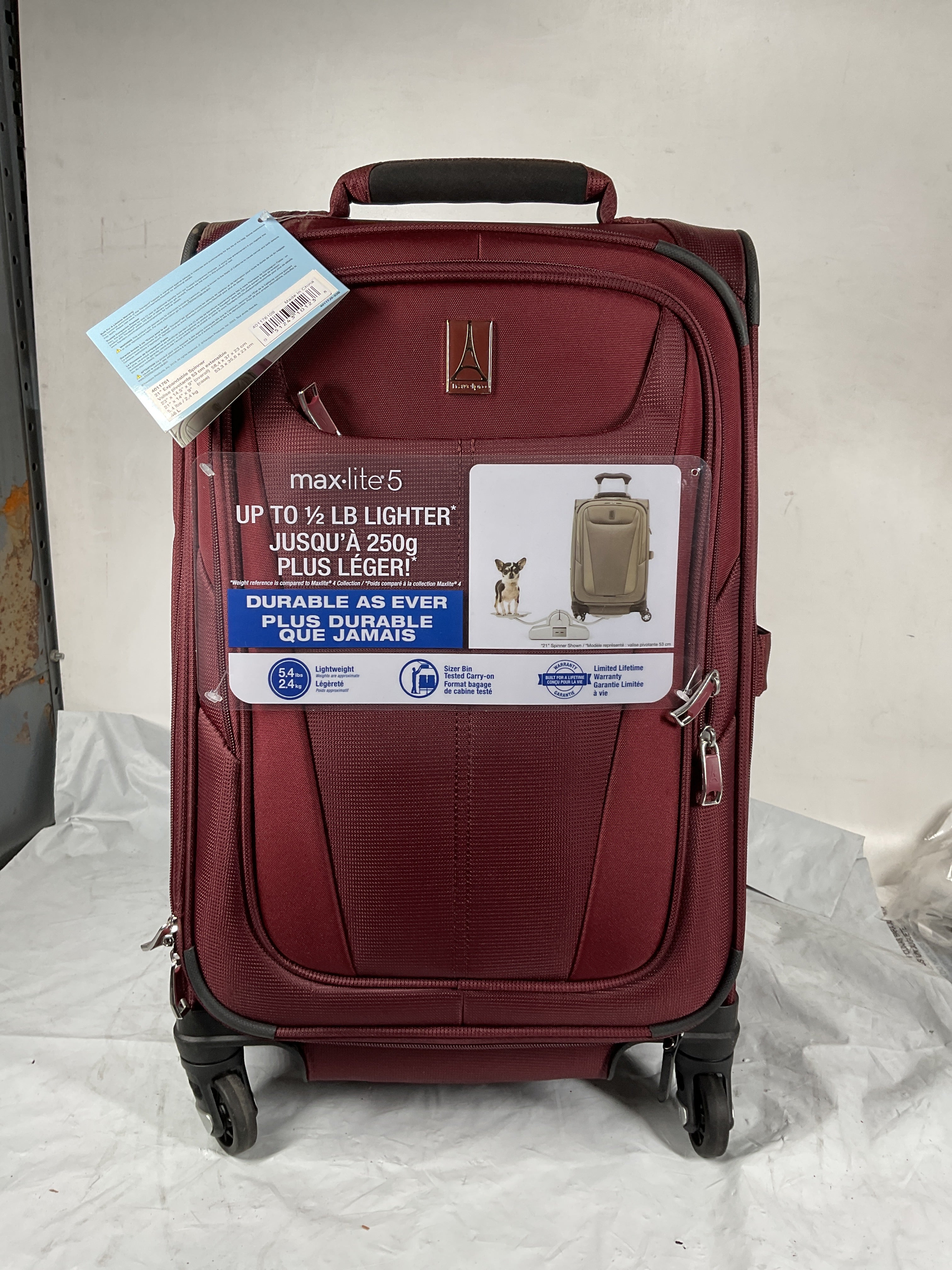 Travelpro Maxlite 5 Softside Expandable Luggage with 4 Spinner Wheels, Lightweight Suitcase, Men and Women ( Burgundy , Carry-on 21-Inch ) Burgundy Carry On 21 Inch U68