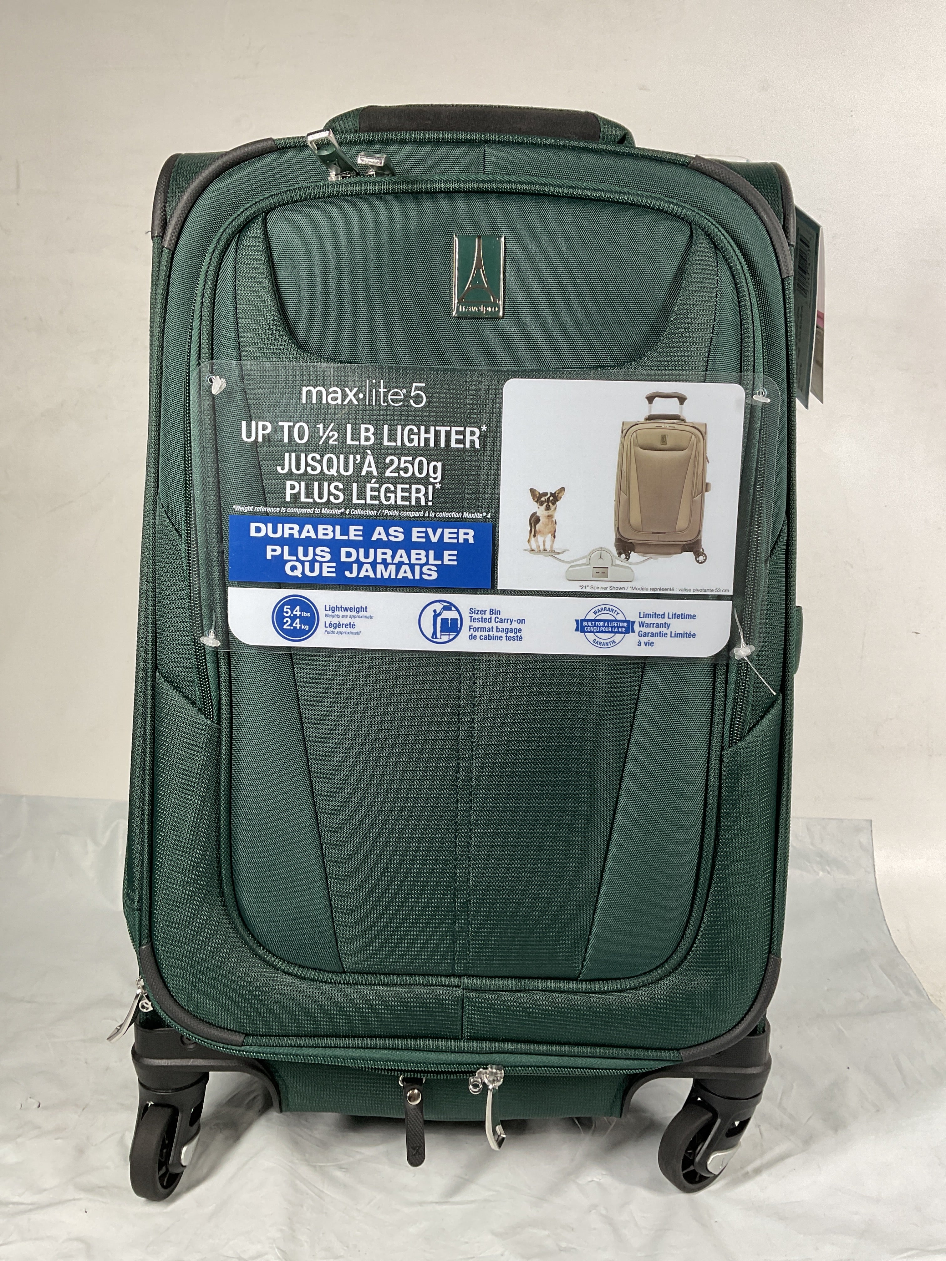 Travelpro Maxlite 5 Softside Expandable Luggage with 4 Spinner Wheels, Lightweight Suitcase, Men and Women ( Green Forest , Carry-on 21-Inch ) Green Forest Carry On 21 Inch U19