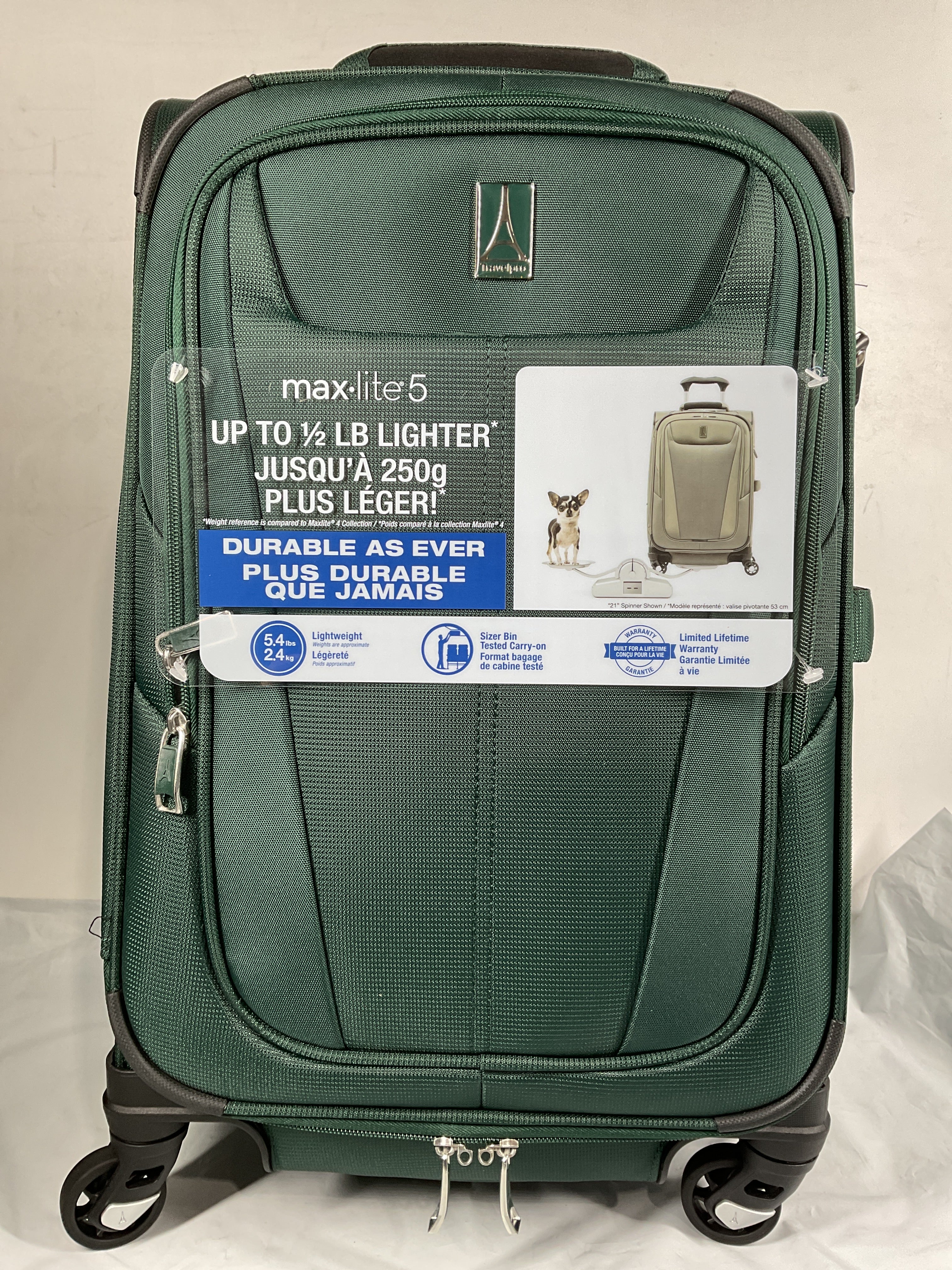Travelpro Maxlite 5 Softside Expandable Luggage with 4 Spinner Wheels, Lightweight Suitcase, Men and Women ( Green Forest , Carry-on 21-Inch ) Green Forest Carry On 21 Inch U22