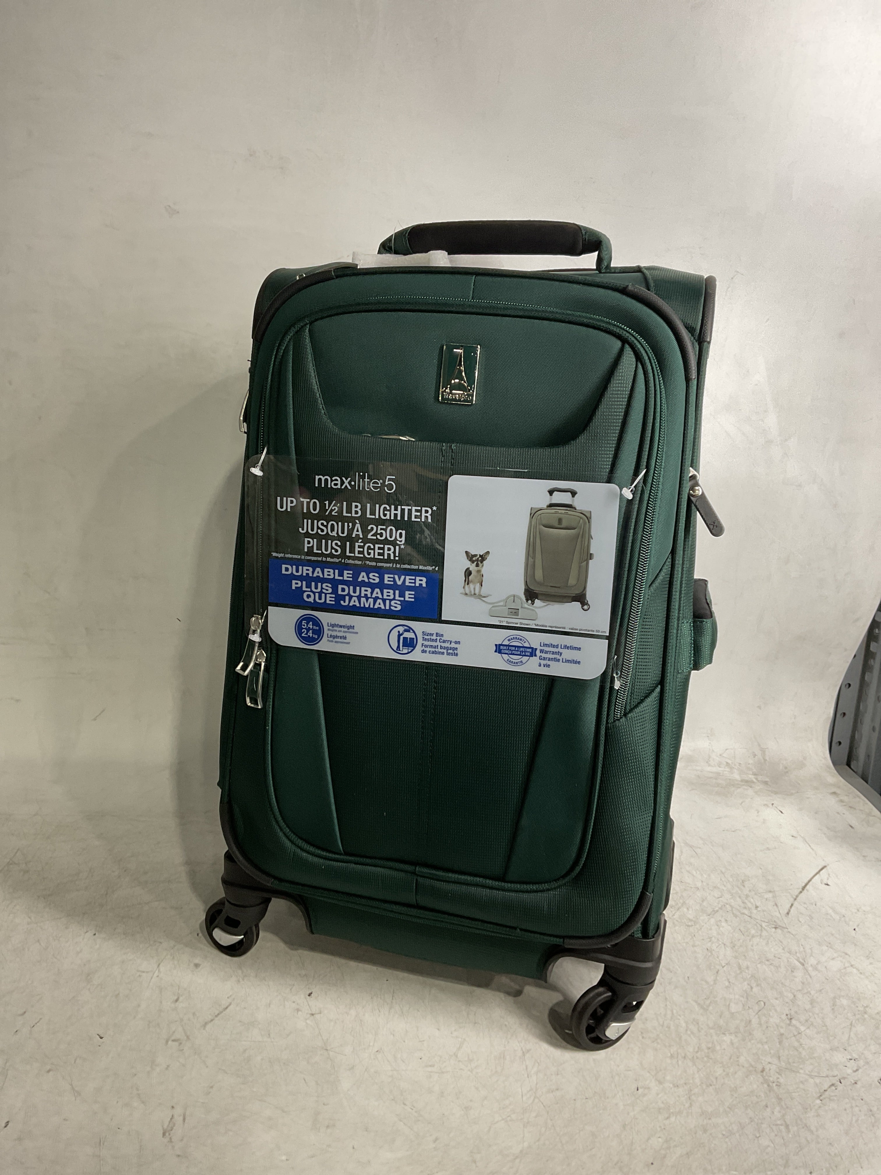 Travelpro Maxlite 5 Softside Expandable Luggage with 4 Spinner Wheels, Lightweight Suitcase, Men and Women ( Green Forest , Carry-on 21-Inch ) Green Forest Carry On 21 Inch U7