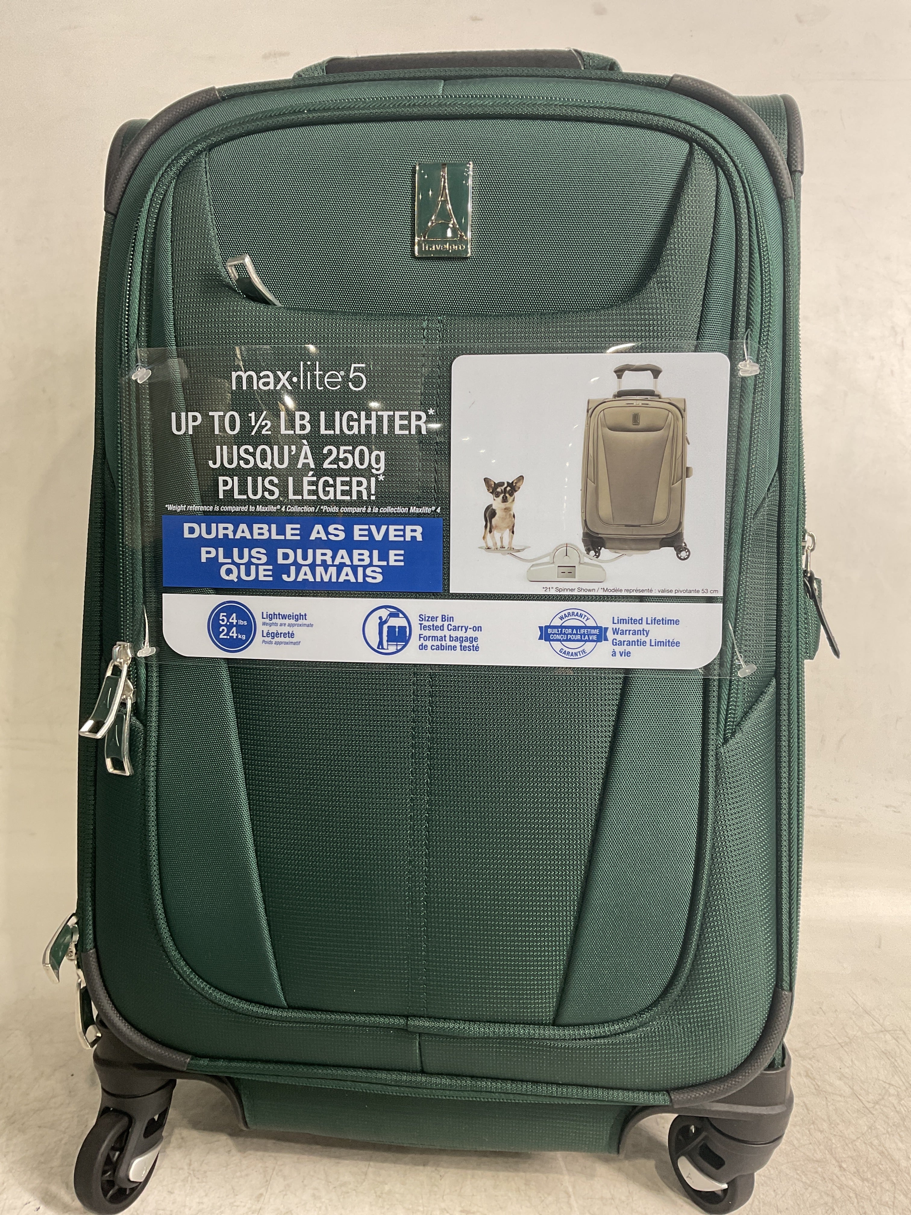 Travelpro Maxlite 5 Softside Expandable Luggage with 4 Spinner Wheels, Lightweight Suitcase, Men and Women ( Green Forest , Carry-on 21-Inch ) Green Forest Carry On 21 Inch U8