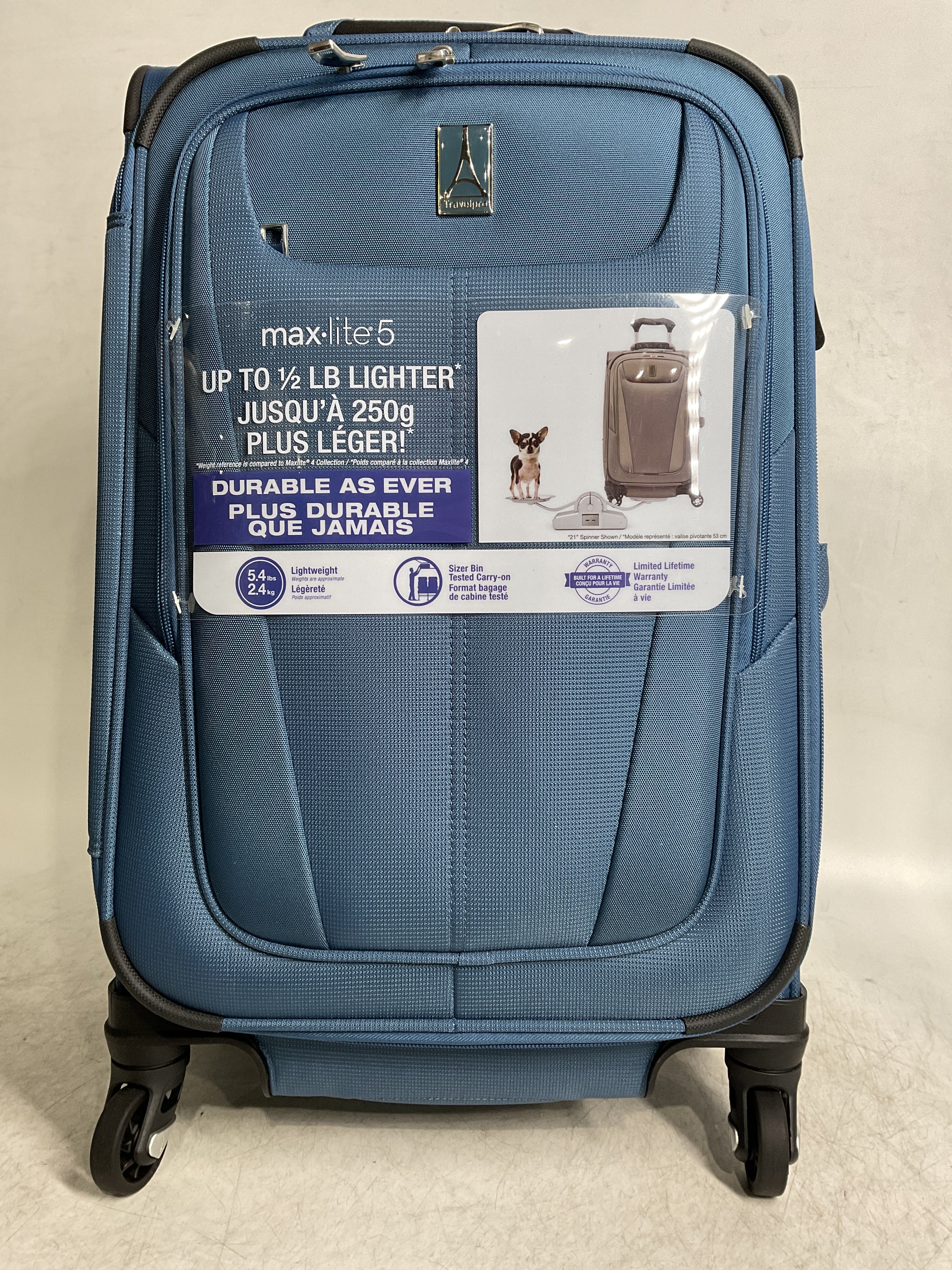 Travelpro Maxlite 5 Softside Expandable Luggage with 4 Spinner Wheels, Lightweight Suitcase, Men and Women ( Ensign Blue , Carry-on 21-Inch ) Ensign Blue Carry On 21 Inch U73