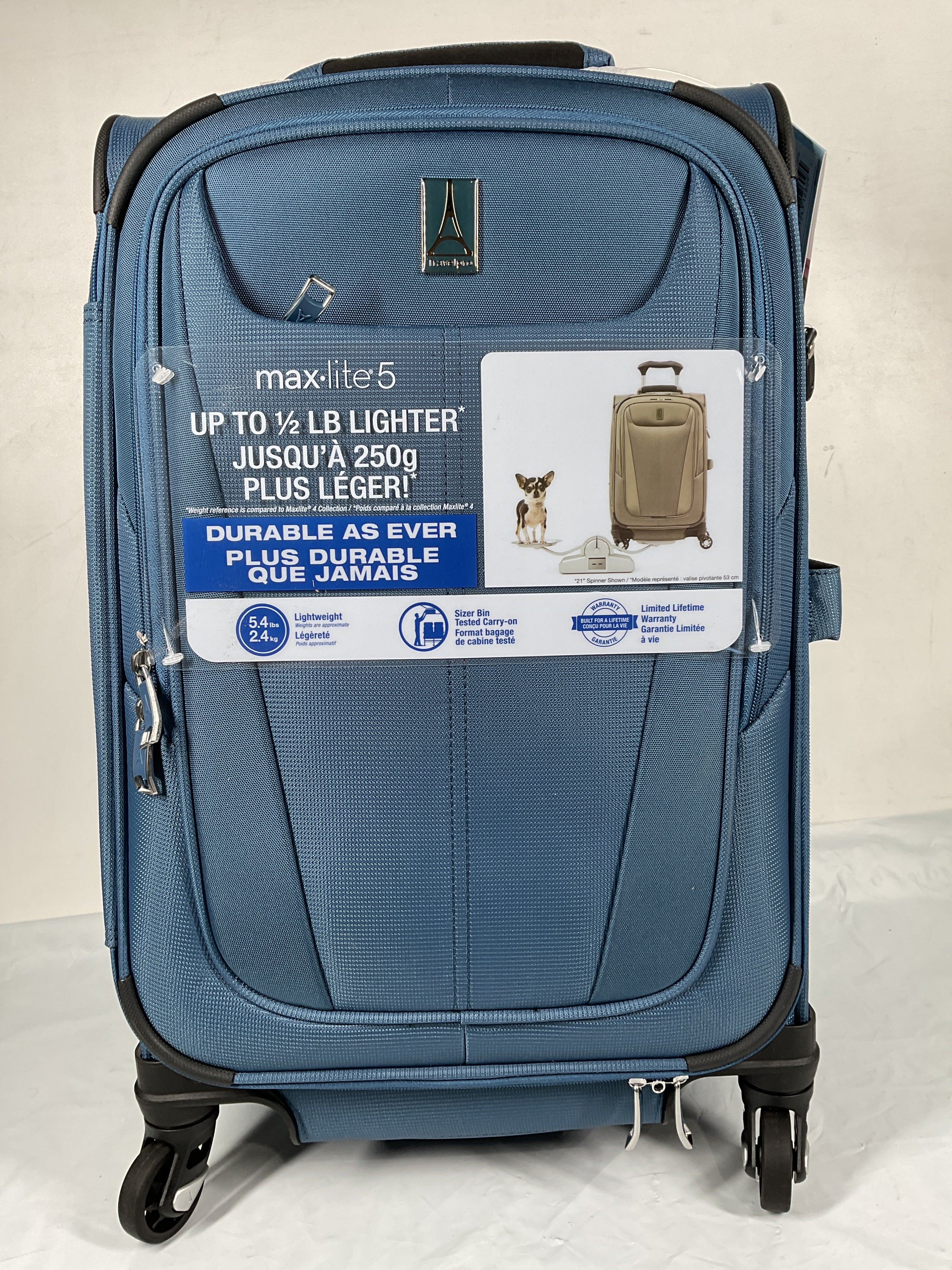 Travelpro Maxlite 5 Softside Expandable Luggage with 4 Spinner Wheels, Lightweight Suitcase, Men and Women ( Ensign Blue , Carry-on 21-Inch ) Ensign Blue Carry On 21 Inch U84