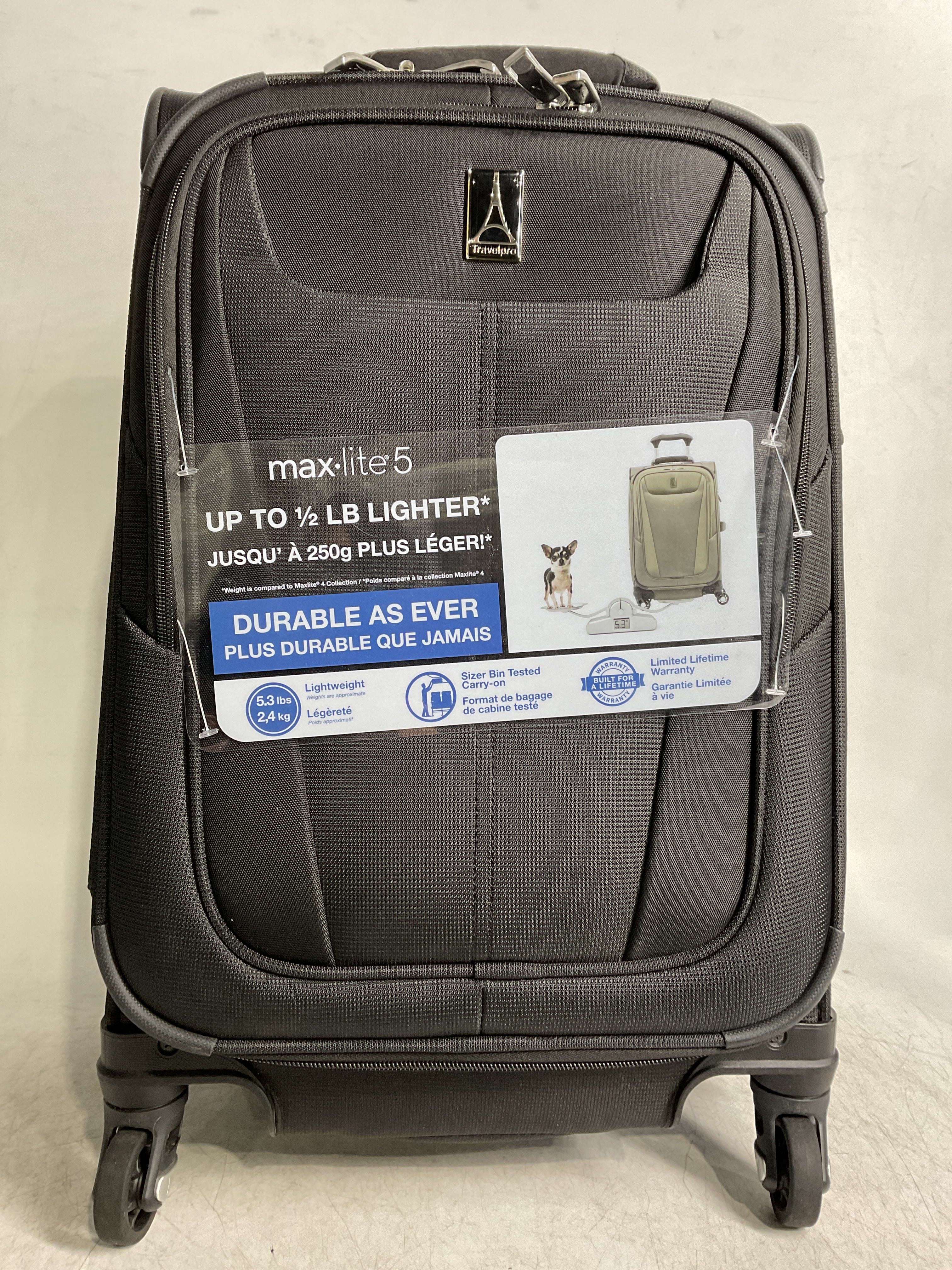 Travelpro Maxlite 5 Softside Expandable Luggage with 4 Spinner Wheels, Lightweight Suitcase, Men and Women ( Black , Compact Carry-on 20-Inch ) Black Compact Carry On 20 Inch U7