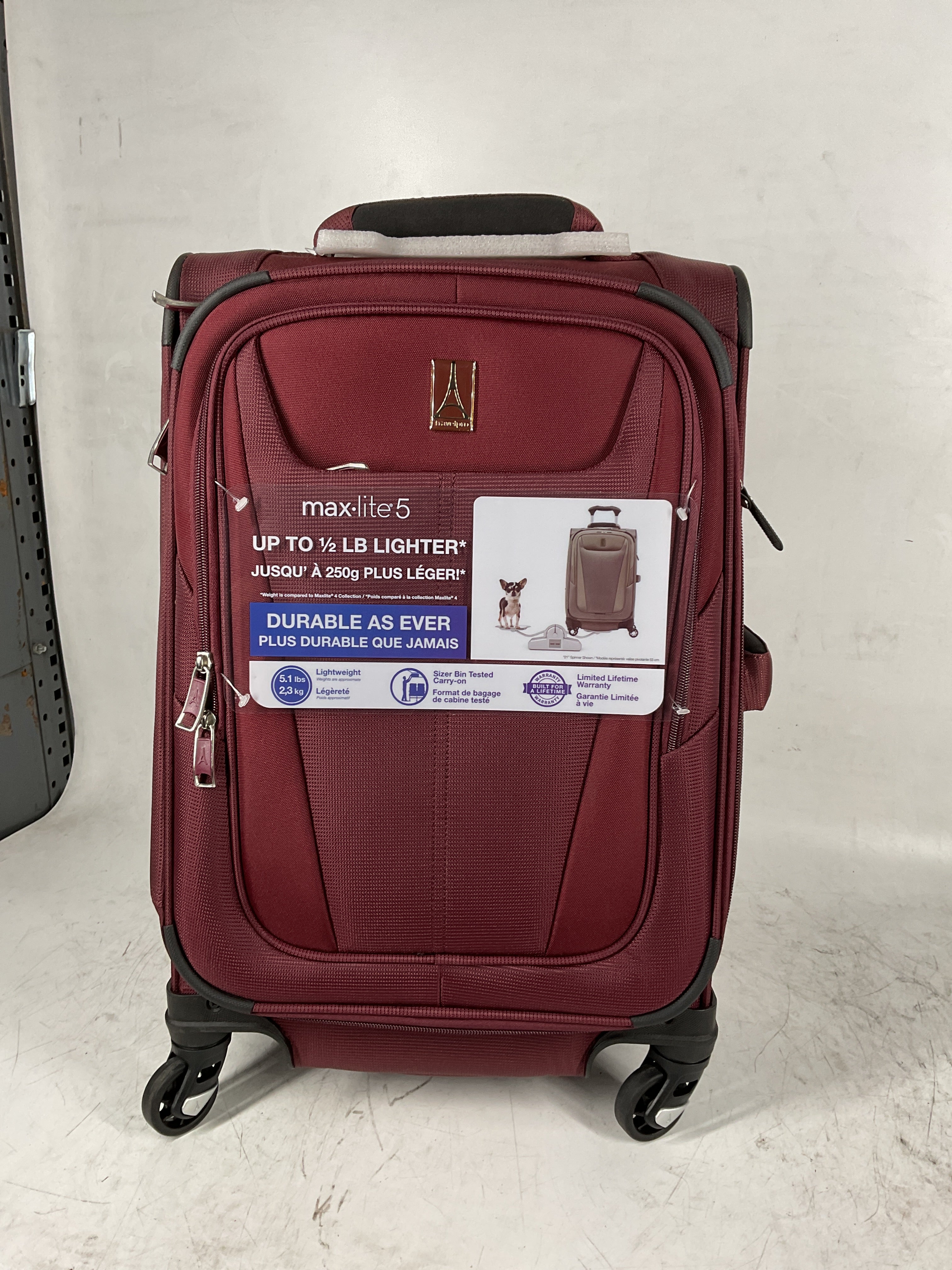 Travelpro Maxlite 5 Softside Expandable Luggage with 4 Spinner Wheels, Lightweight Suitcase, Men and Women Burgundy Compact Carry On 20 Inch U2