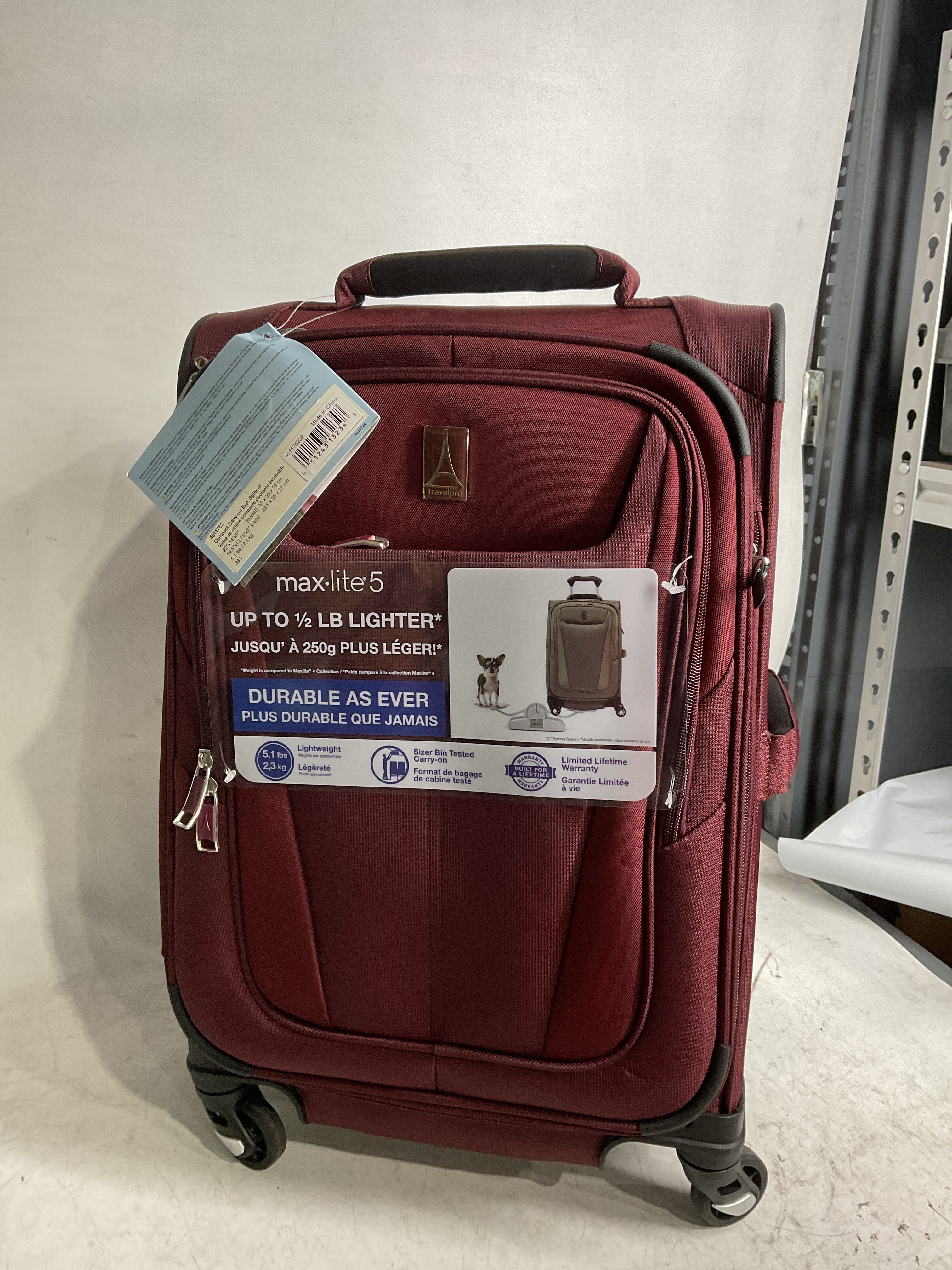 Travelpro Maxlite 5 Softside Expandable Luggage with 4 Spinner Wheels, Lightweight Suitcase, Men and Women ( Burgundy , Compact Carry-on 20-Inch ) Burgundy Compact Carry On 20 Inch U3
