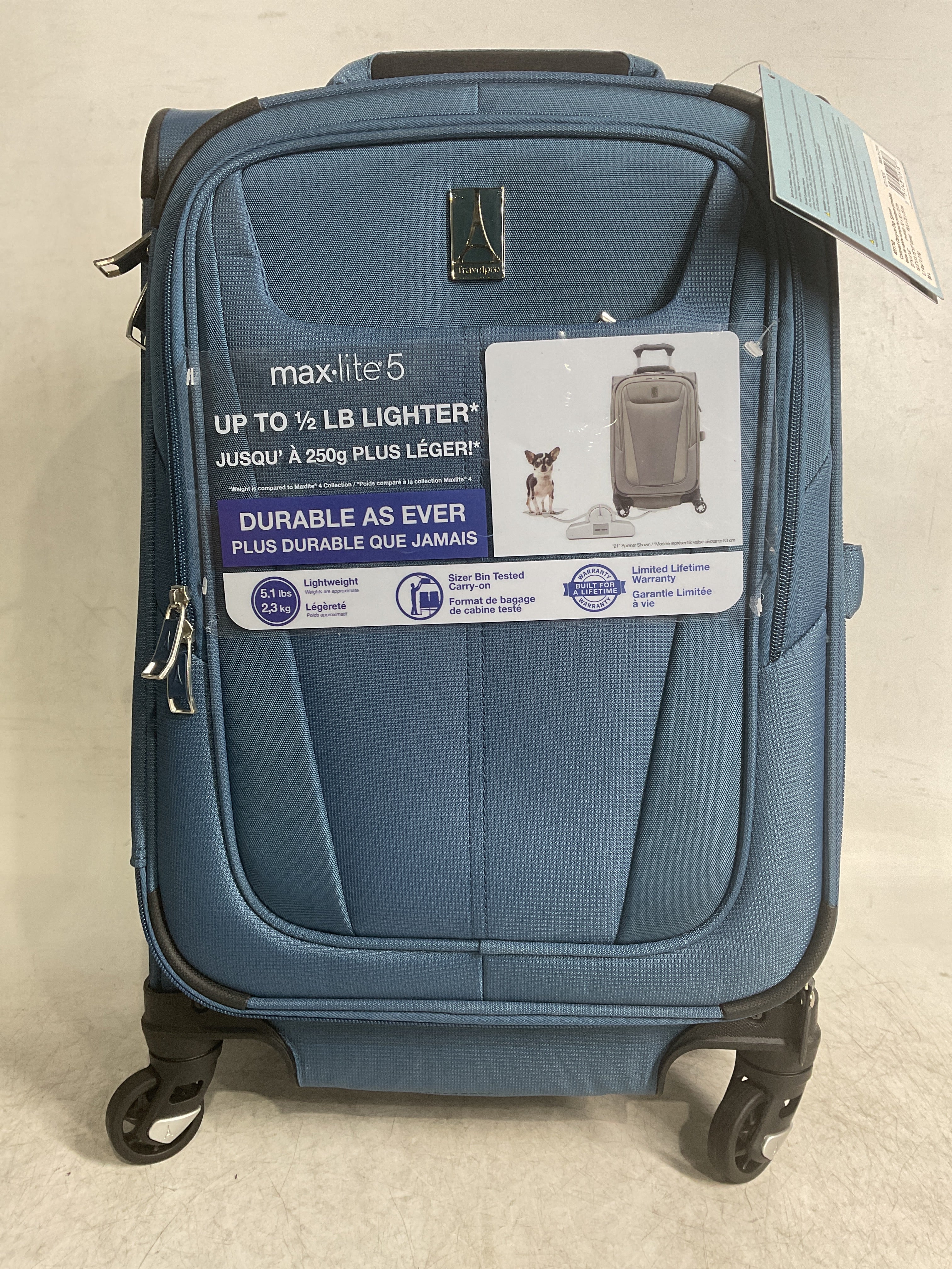 Travelpro Maxlite 5 Softside Expandable Luggage with 4 Spinner Wheels, Lightweight Suitcase, Men and Women ( Ensign Blue , Compact Carry-on 20-Inch ) Ensign Blue Compact Carry On 20 Inch U12