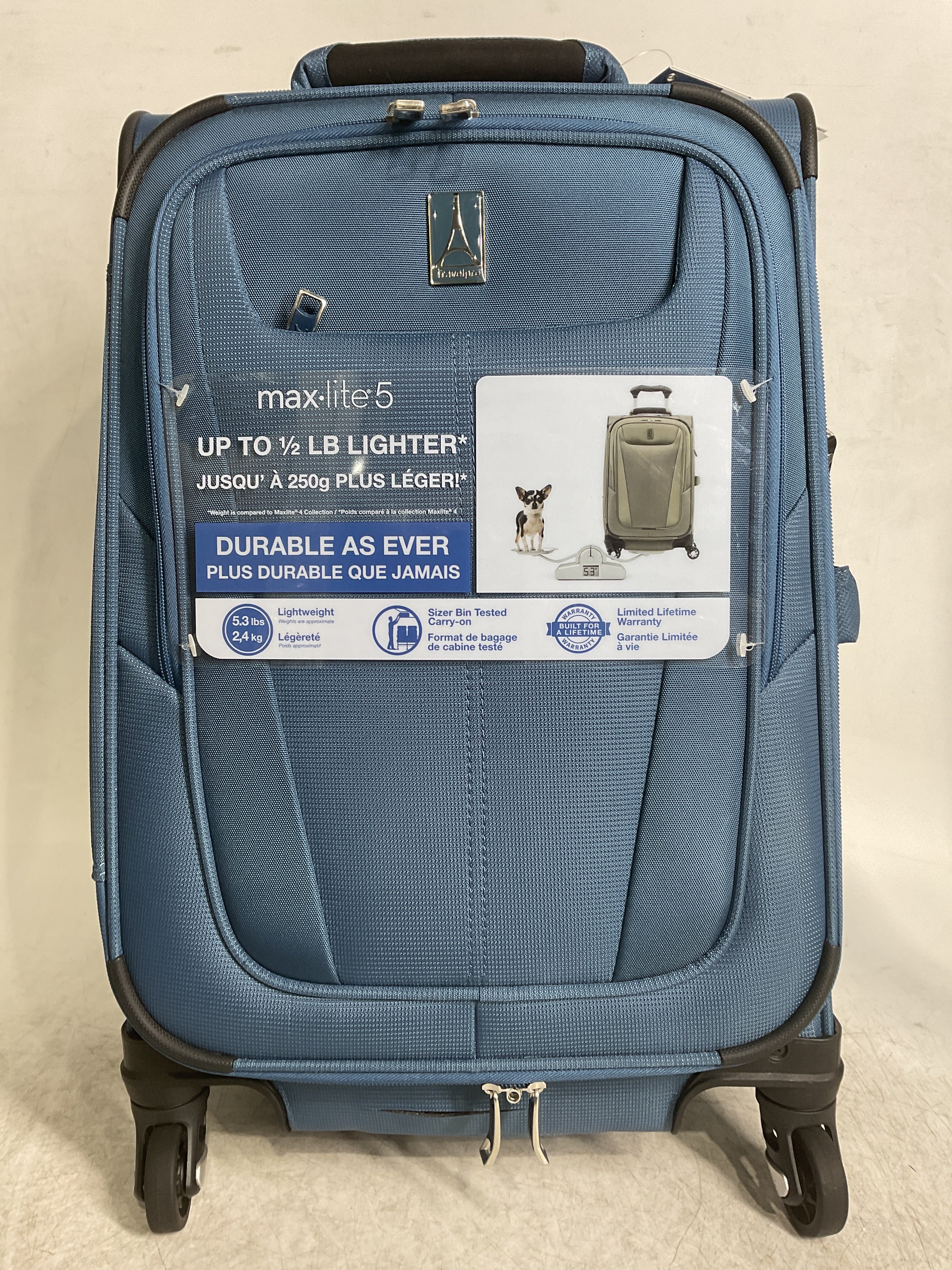 Travelpro Maxlite 5 Softside Expandable Luggage with 4 Spinner Wheels, Lightweight Suitcase, Men and Women ( Ensign Blue , Compact Carry-on 20-Inch ) Ensign Blue Compact Carry On 20 Inch U16
