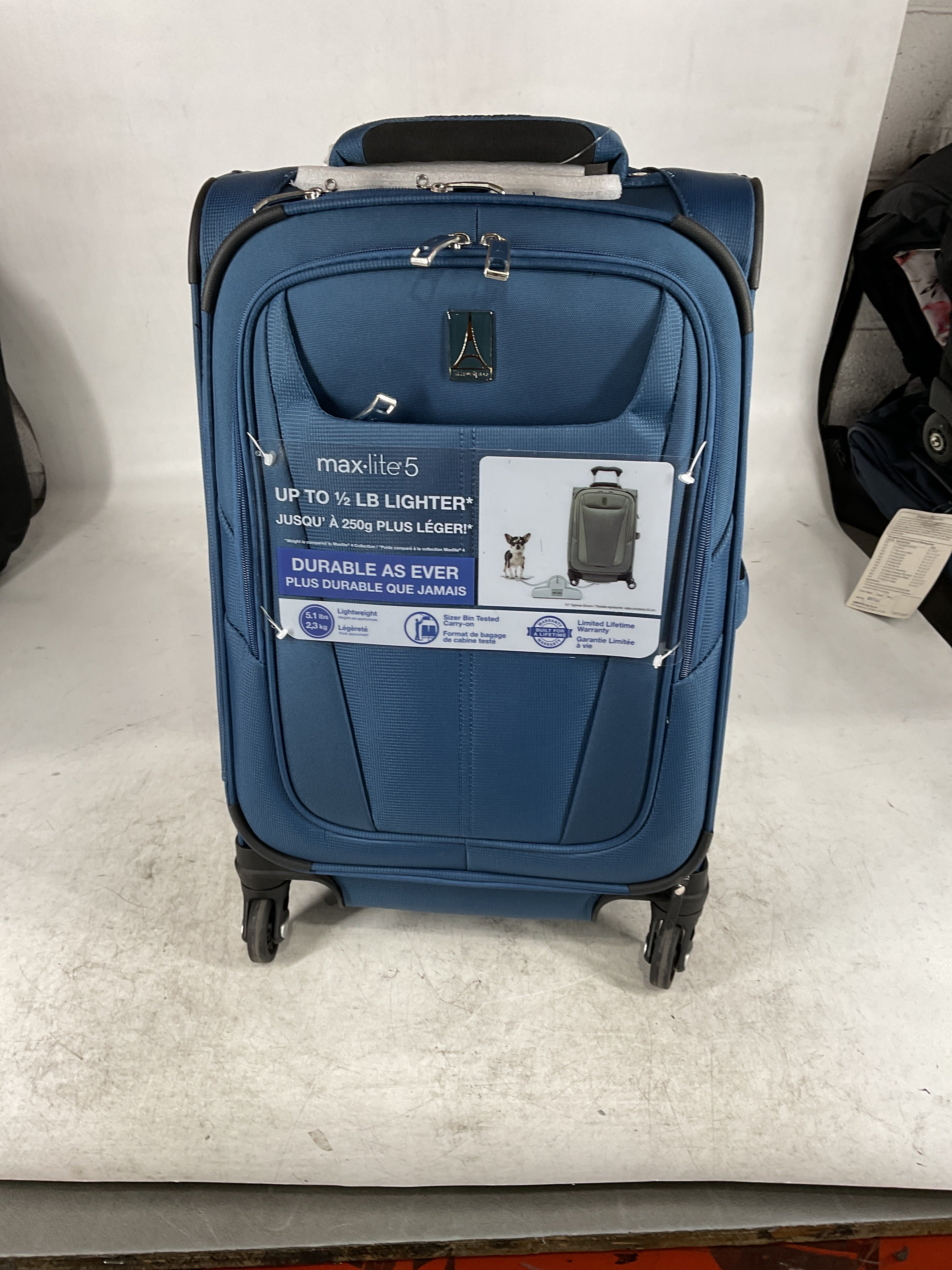 Travelpro Maxlite 5 Softside Expandable Luggage with 4 Spinner Wheels, Lightweight Suitcase, Men and Women Ensign Blue Compact Carry On 20 Inch U3