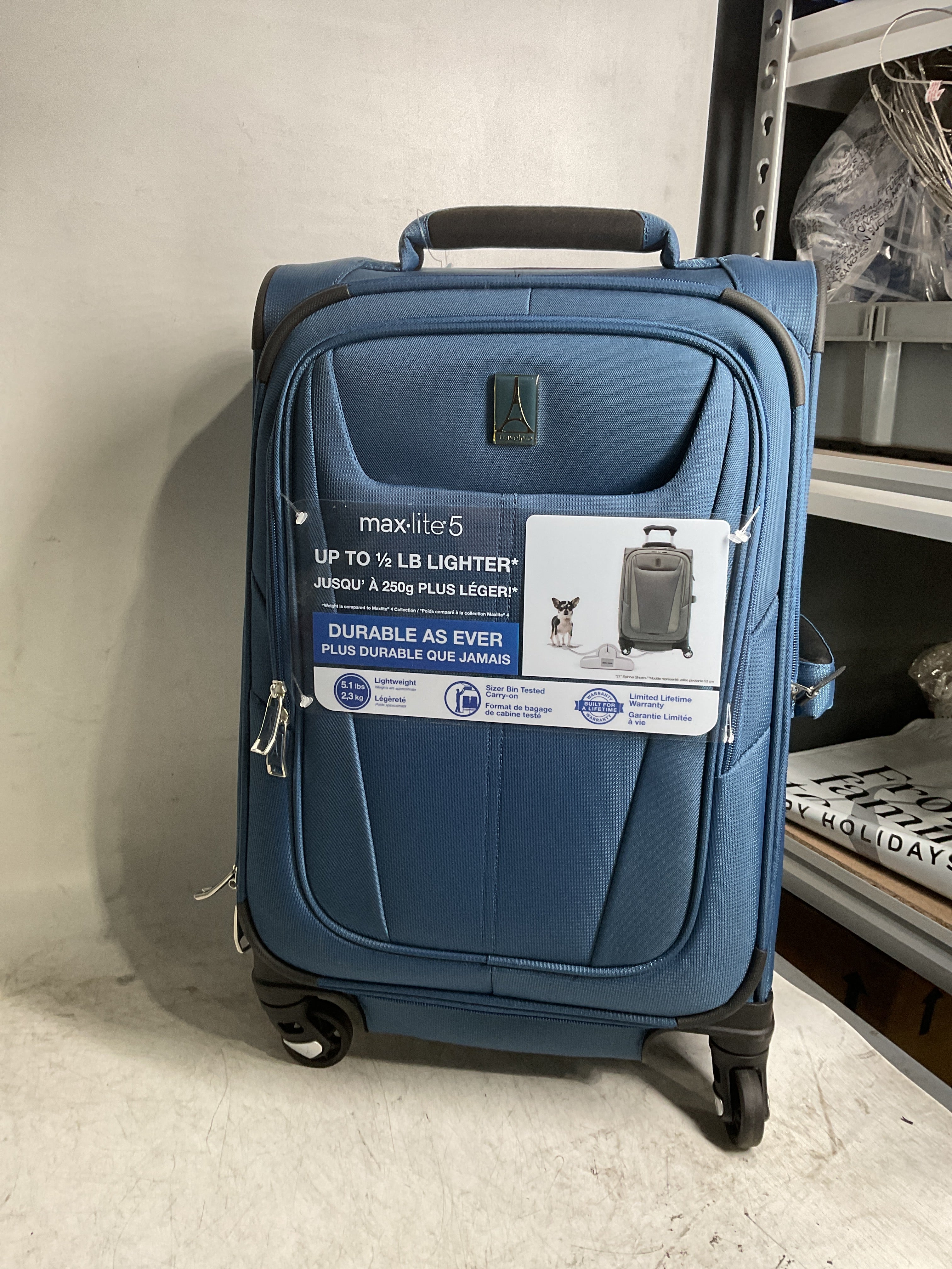 Travelpro Maxlite 5 Softside Expandable Luggage with 4 Spinner Wheels, Lightweight Suitcase, Men and Women ( Ensign Blue , Compact Carry-on 20-Inch ) Ensign Blue Compact Carry On 20 Inch U8