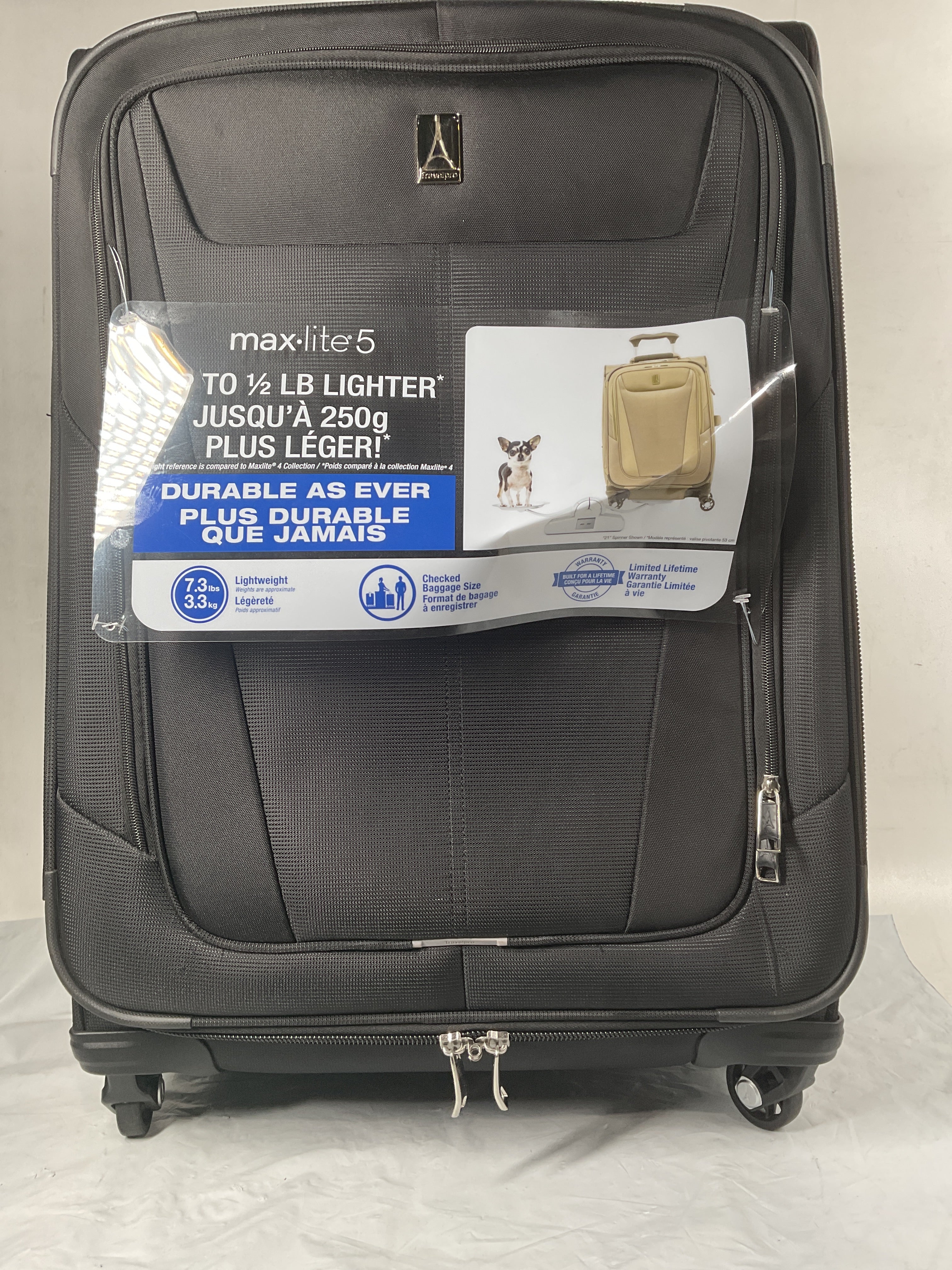 Travelpro Maxlite 5 Softside Expandable Luggage with 4 Spinner Wheels, Lightweight Suitcase, Men and Women ( Black , Checked-Medium 25-Inch ) Black Checked Medium 25 Inch U30