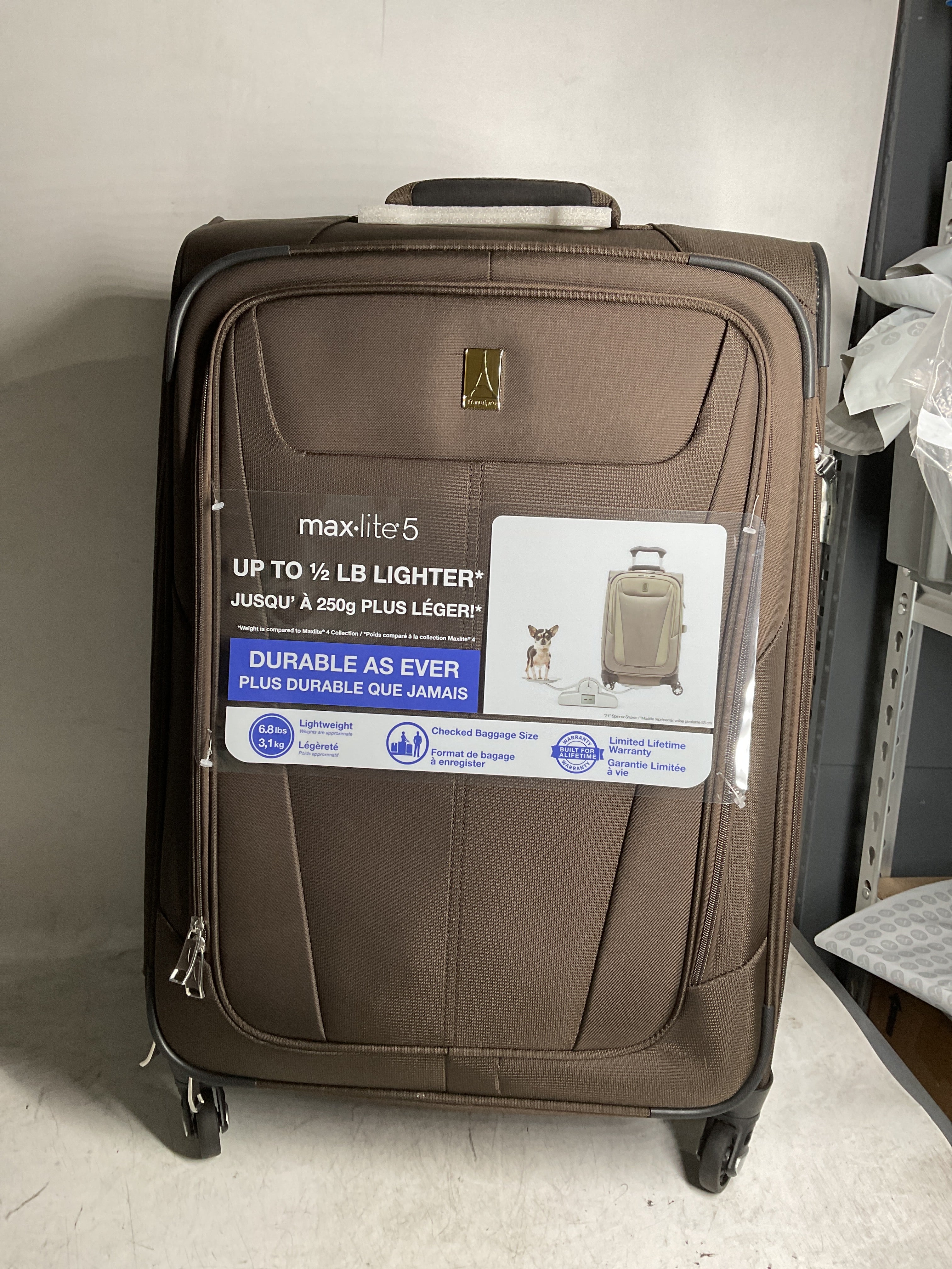 Travelpro Maxlite 5 Softside Expandable Luggage with 4 Spinner Wheels, Lightweight Suitcase, Men and Women ( Mocha , Checked-Medium 25-Inch ) Mocha Checked Medium 25 Inch U16