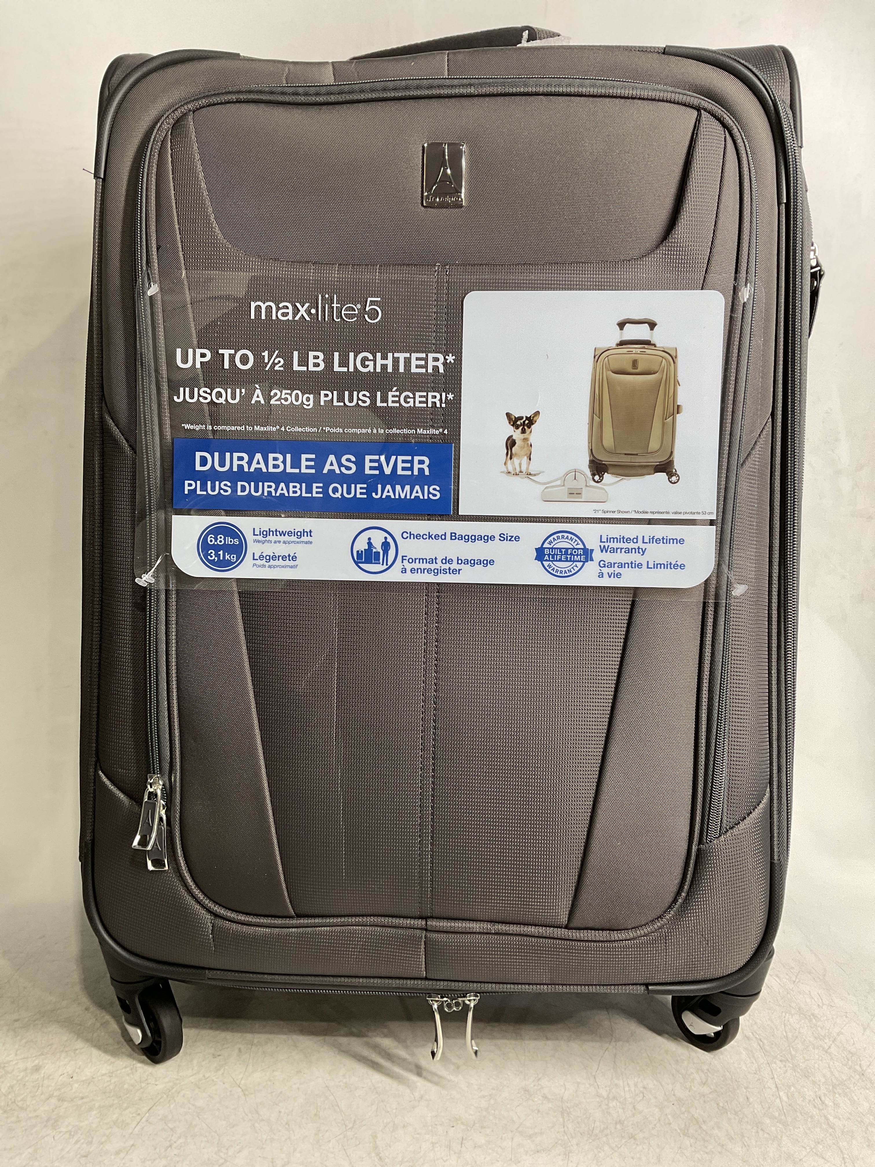 Travelpro Maxlite 5 Softside Expandable Luggage with 4 Spinner Wheels, Lightweight Suitcase, Men and Women ( Shadow Grey , Checked-Medium 25-Inch ) Shadow Grey Checked Medium 25 Inch U7