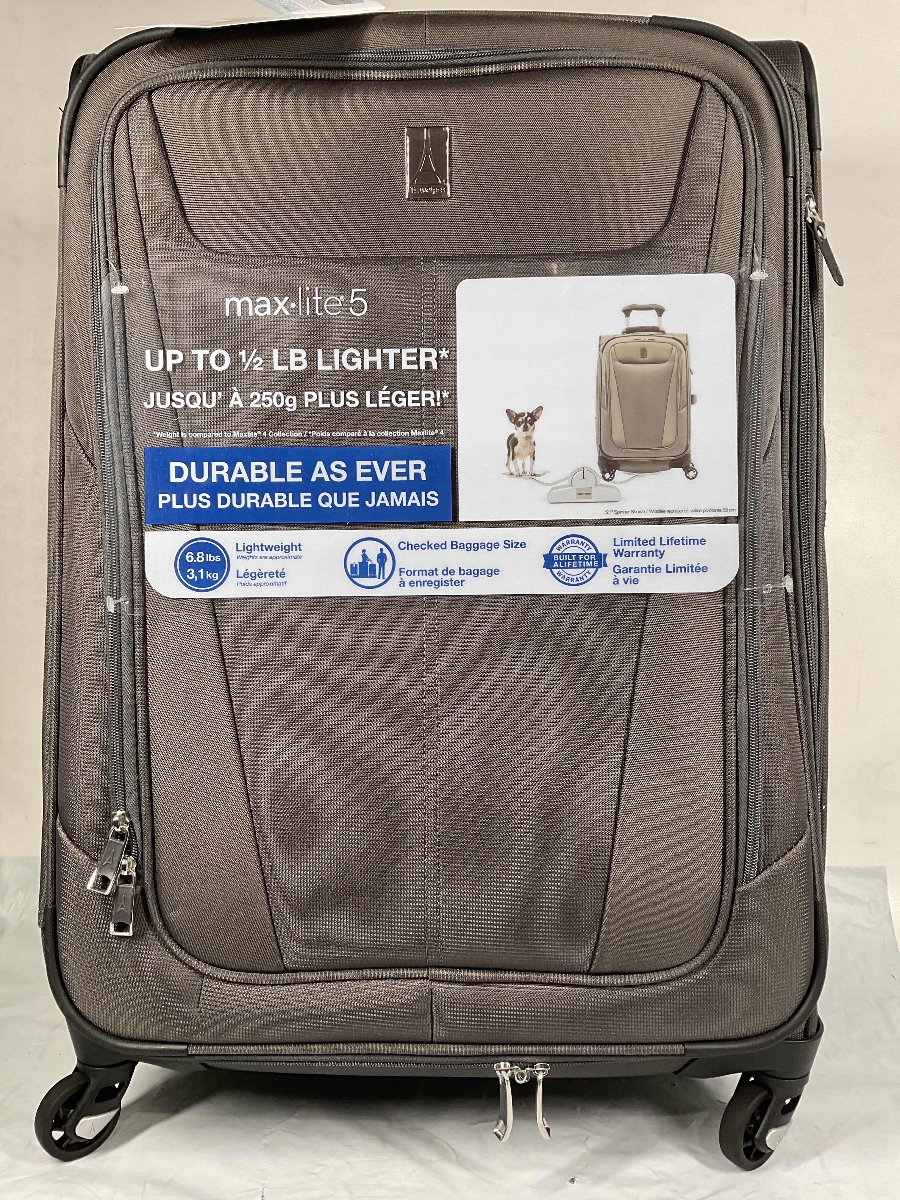 Travelpro Maxlite 5 Softside Expandable Luggage with 4 Spinner Wheels, Lightweight Suitcase, Men and Women ( Shadow Grey , Checked-Medium 25-Inch ) Shadow Grey Checked Medium 25 Inch U8