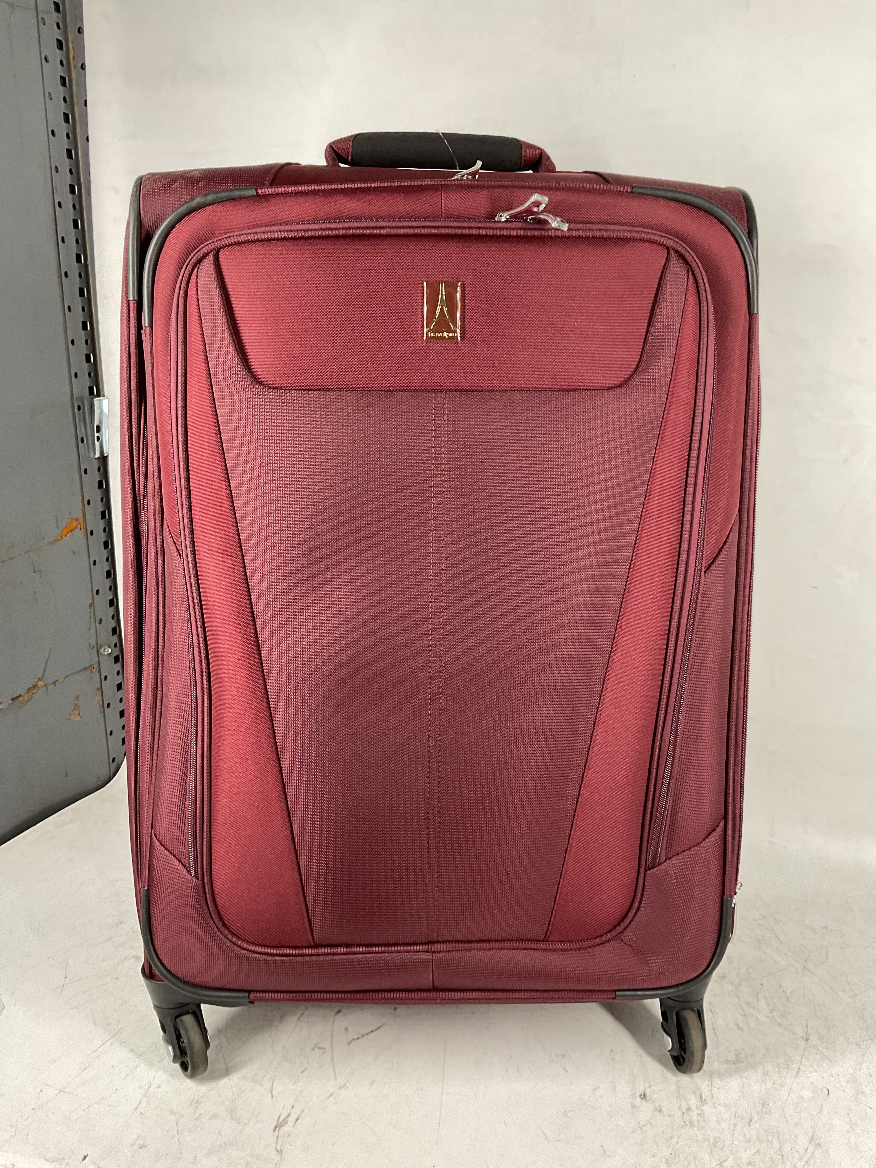 Travelpro Maxlite 5 Softside Expandable Luggage with 4 Spinner Wheels, Lightweight Suitcase, Men and Women Burgundy Checked Medium 25 Inch U13