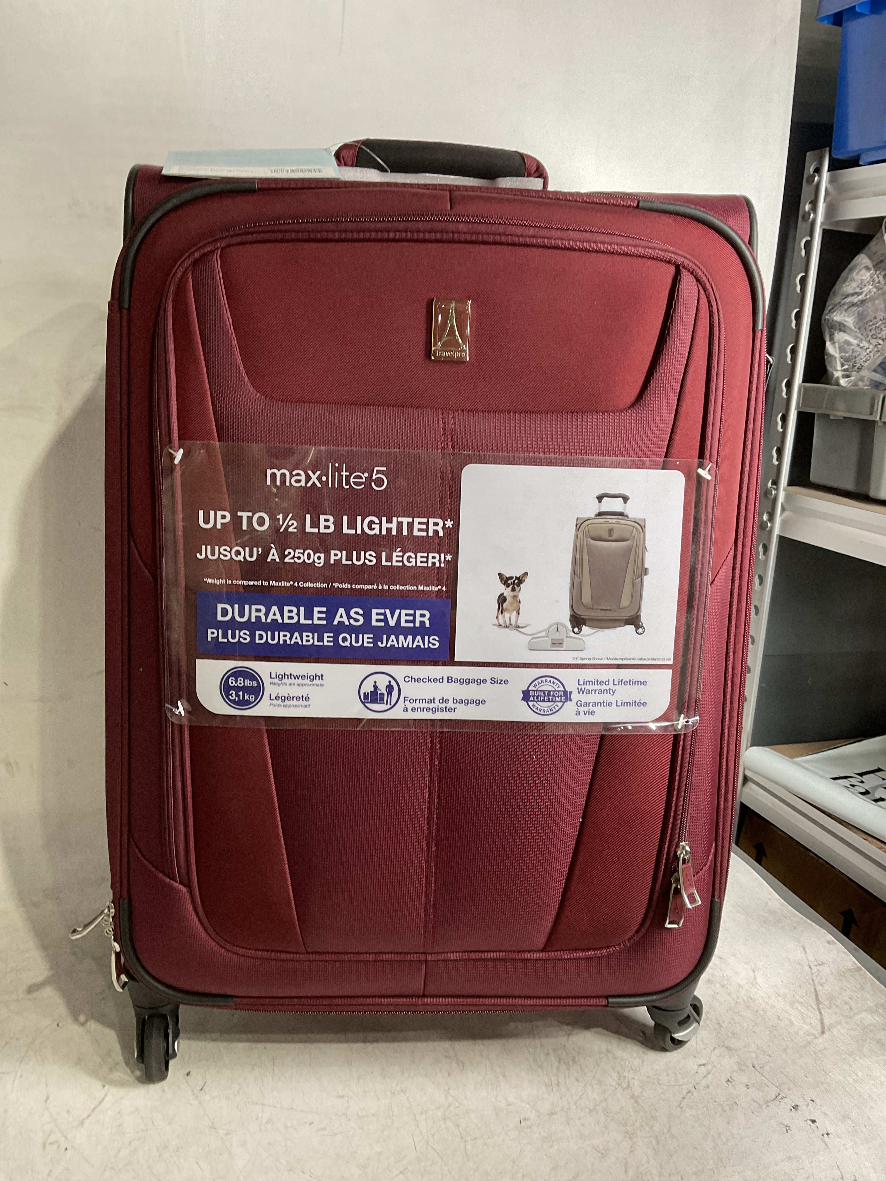 Travelpro Maxlite 5 Softside Expandable Luggage with 4 Spinner Wheels, Lightweight Suitcase, Men and Women ( Burgundy , Checked-Medium 25-Inch ) Burgundy Checked Medium 25 Inch U15