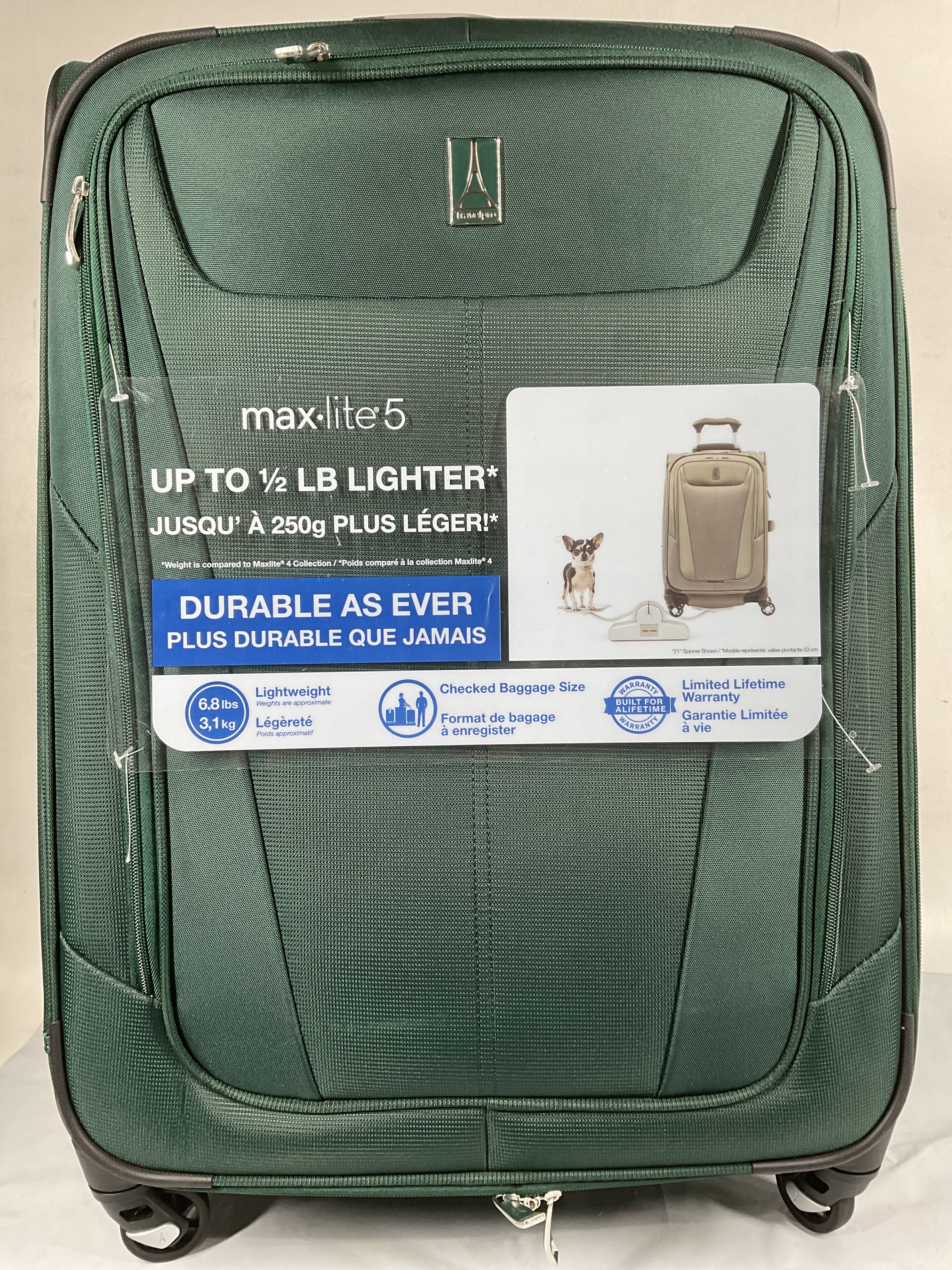 Travelpro Maxlite 5 Softside Expandable Luggage with 4 Spinner Wheels, Lightweight Suitcase, Men and Women ( Green Forest , Checked-Medium 25-Inch ) Green Forest Checked Medium 25 Inch U1