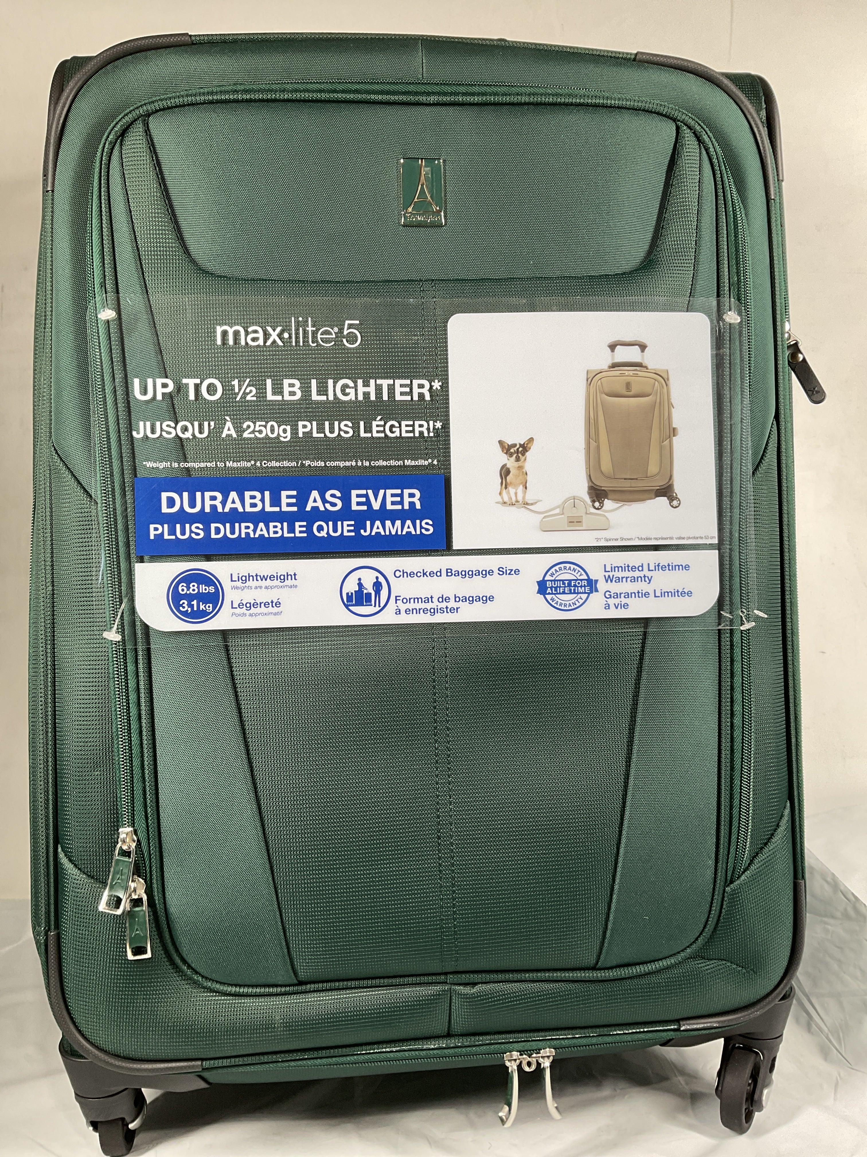 Travelpro Maxlite 5 Softside Expandable Luggage with 4 Spinner Wheels, Lightweight Suitcase, Men and Women ( Green Forest , Checked-Medium 25-Inch ) Green Forest Checked Medium 25 Inch U10