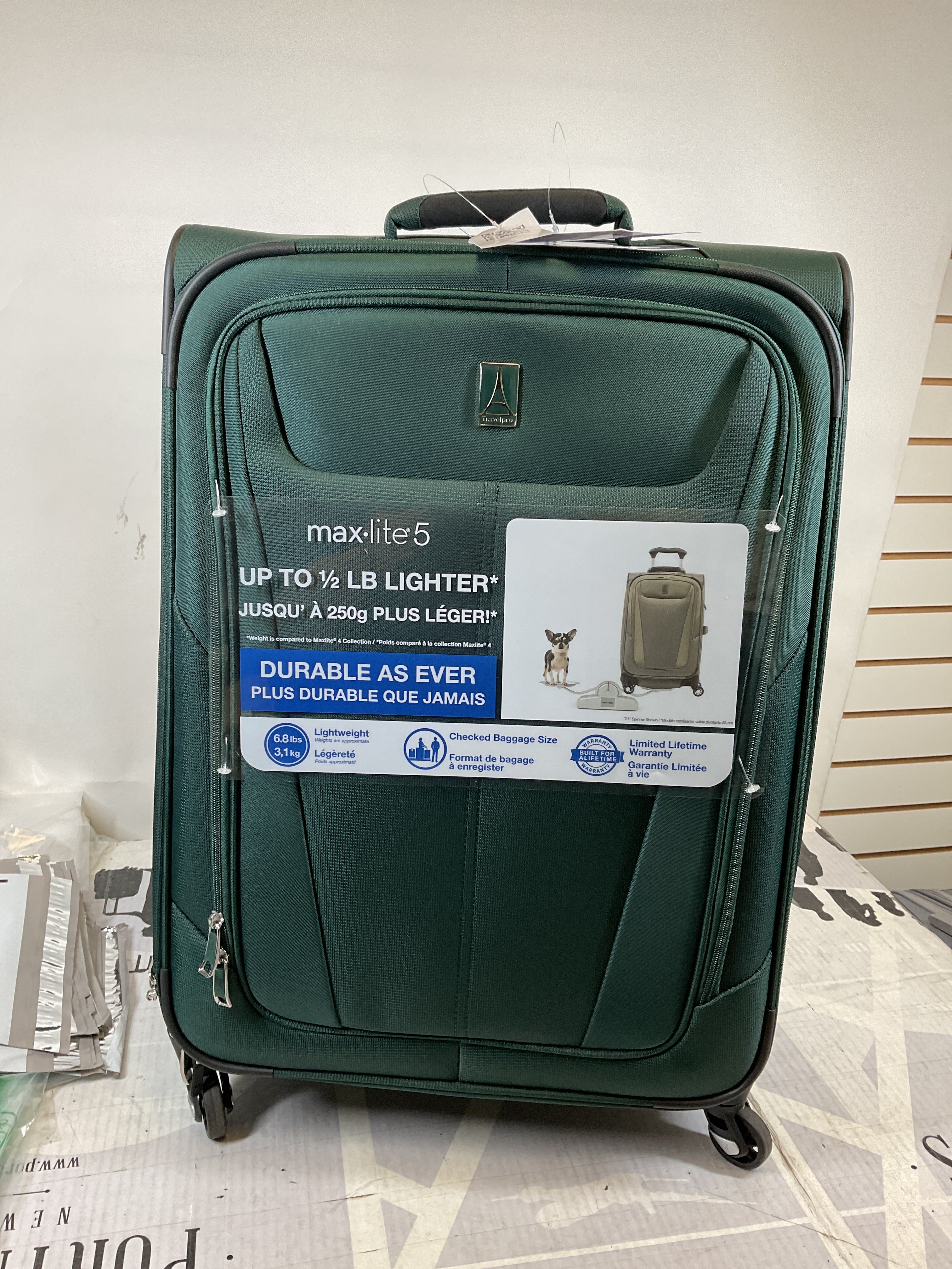 Travelpro Maxlite 5 Softside Expandable Luggage with 4 Spinner Wheels, Lightweight Suitcase, Men and Women ( Green Forest , Checked-Medium 25-Inch ) Green Forest Checked Medium 25 Inch U17