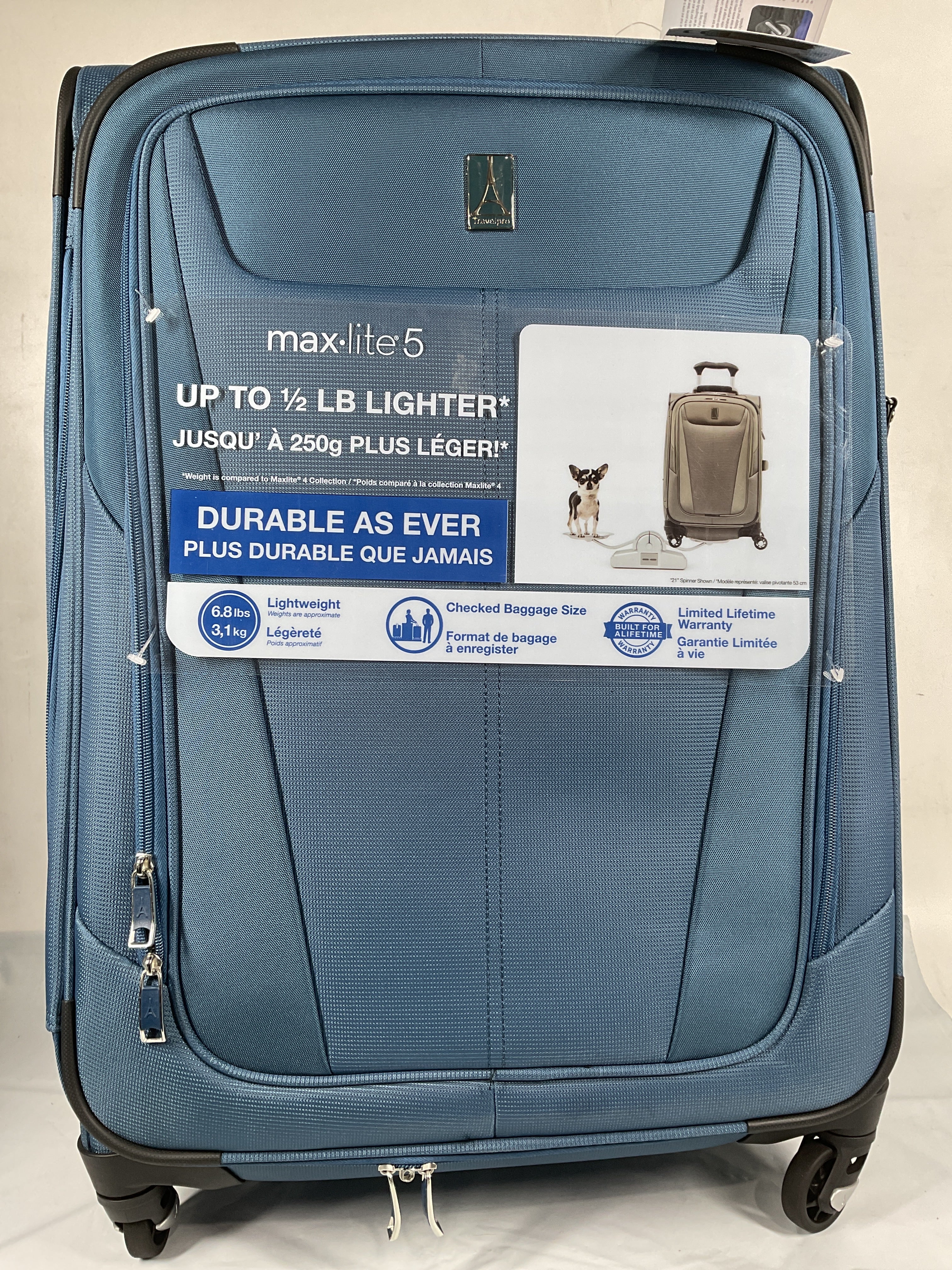 Travelpro Maxlite 5 Softside Expandable Luggage with 4 Spinner Wheels, Lightweight Suitcase, Men and Women ( Ensign Blue , Checked-Medium 25-Inch ) Ensign Blue Checked Medium 25 Inch U21