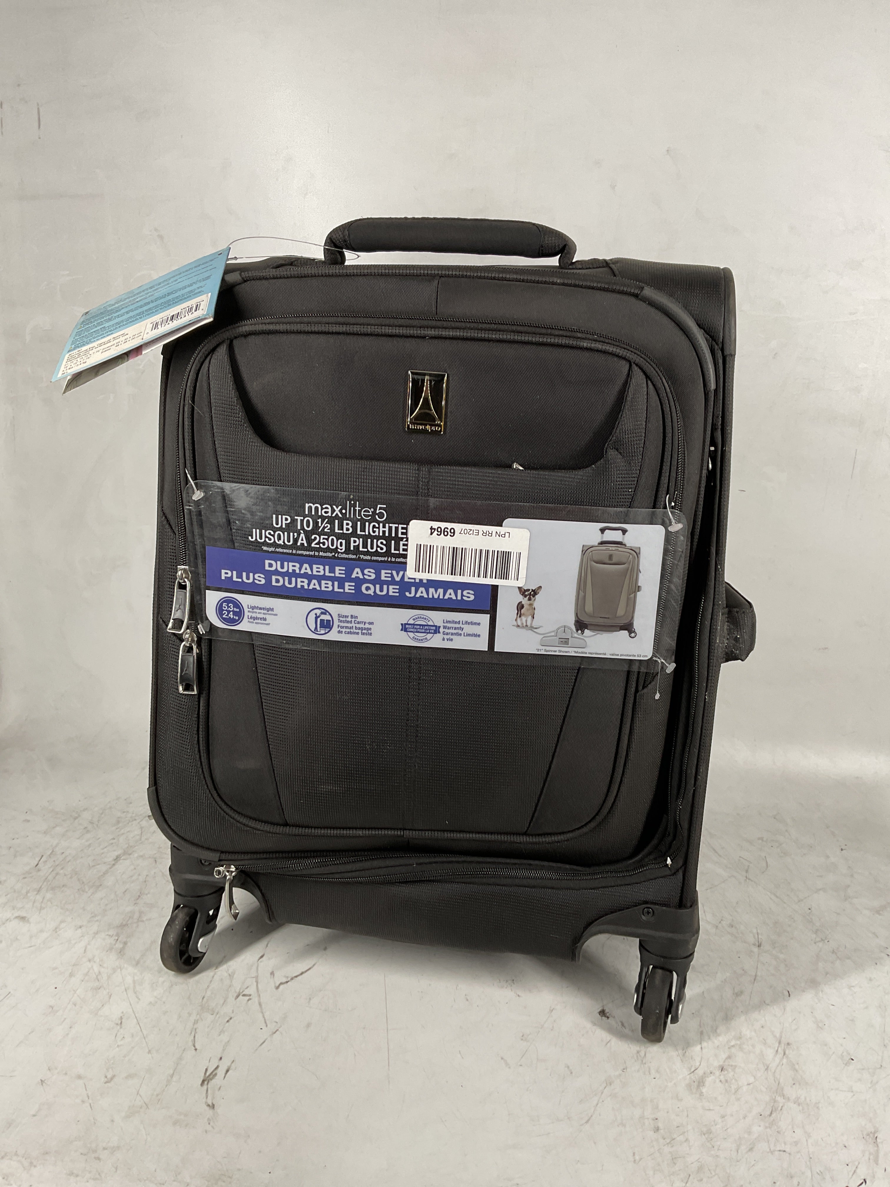 Travelpro Maxlite 5 Softside Expandable Luggage with 4 Spinner Wheels, Lightweight Suitcase, Men and Women Black Carry On 19 Inch U6