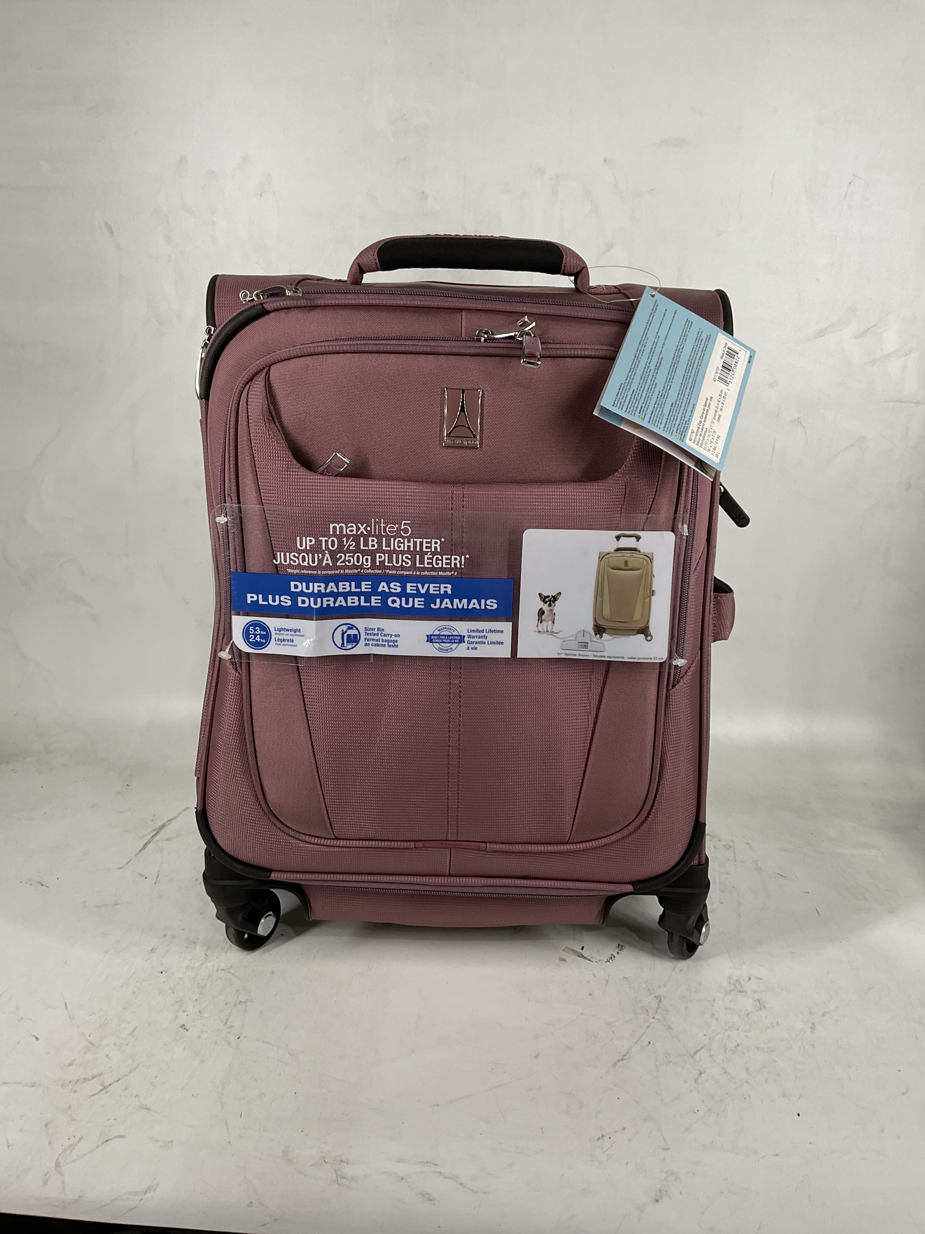 Travelpro Maxlite 5 Softside Expandable Luggage with 4 Spinner Wheels, Lightweight Suitcase, Men and Women Dusty Rose Pink Carry On 19 Inch U1