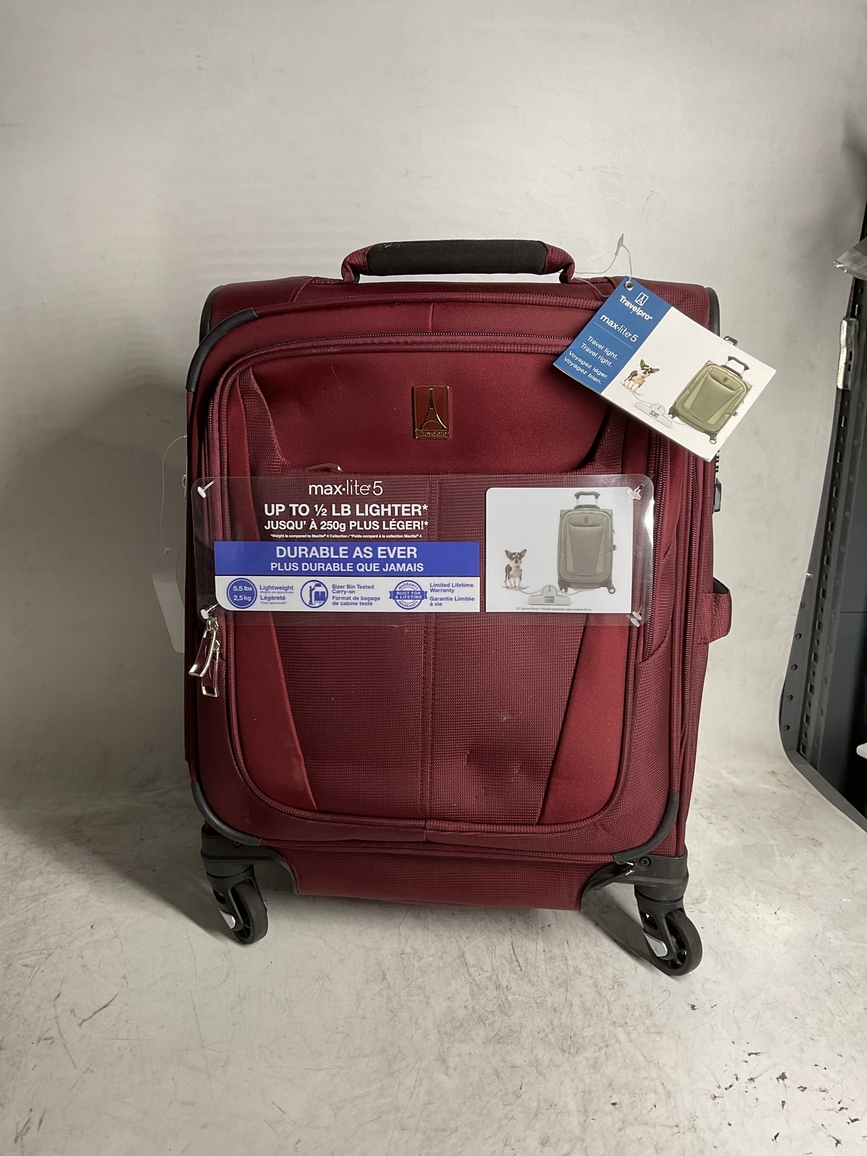 Travelpro Maxlite 5 Softside Expandable Luggage with 4 Spinner Wheels, Lightweight Suitcase, Men and Women ( Burgundy , Carry-on 19-Inch ) Burgundy Carry On 19 Inch U10
