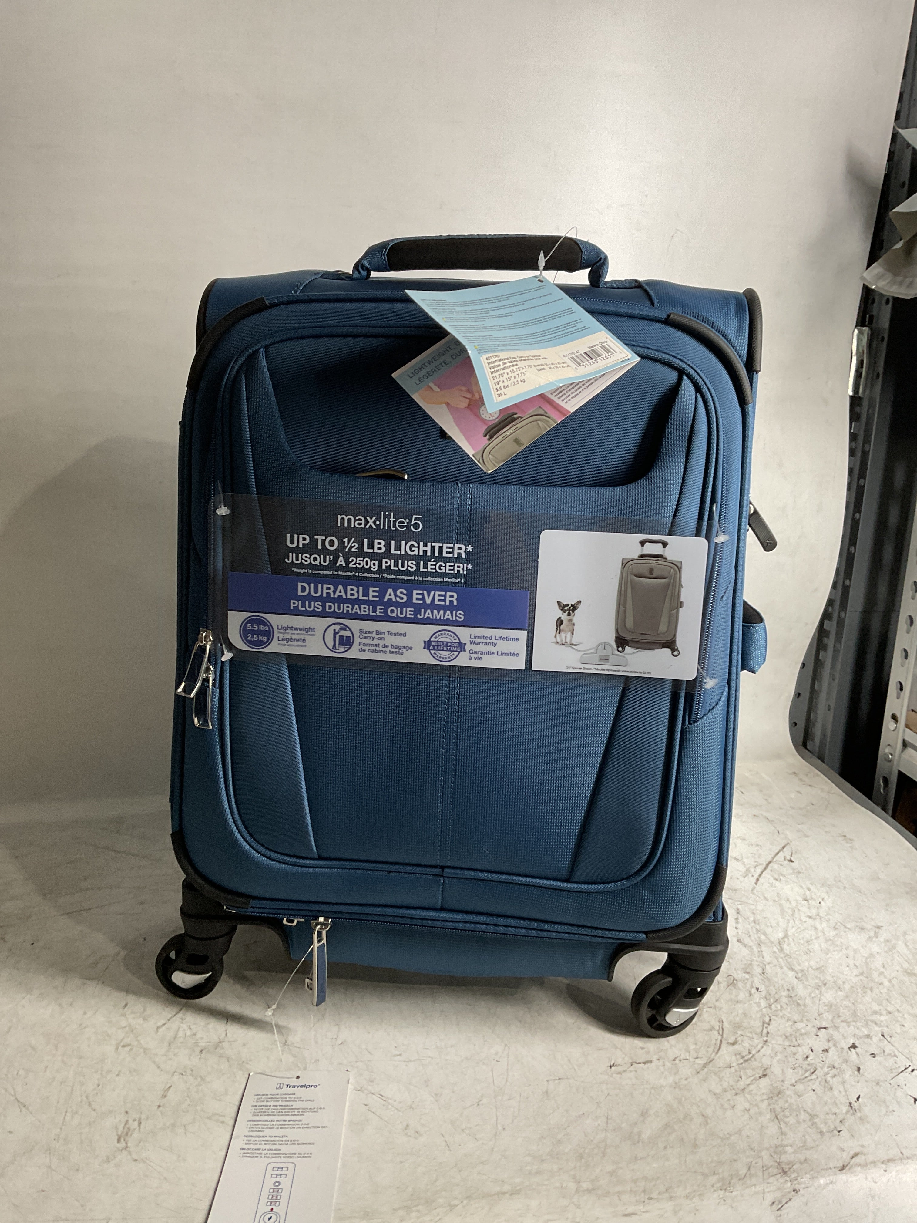 Travelpro Maxlite 5 Softside Expandable Luggage with 4 Spinner Wheels, Lightweight Suitcase, Men and Women ( Ensign Blue , Carry-on 19-Inch ) Ensign Blue Carry On 19 Inch U10