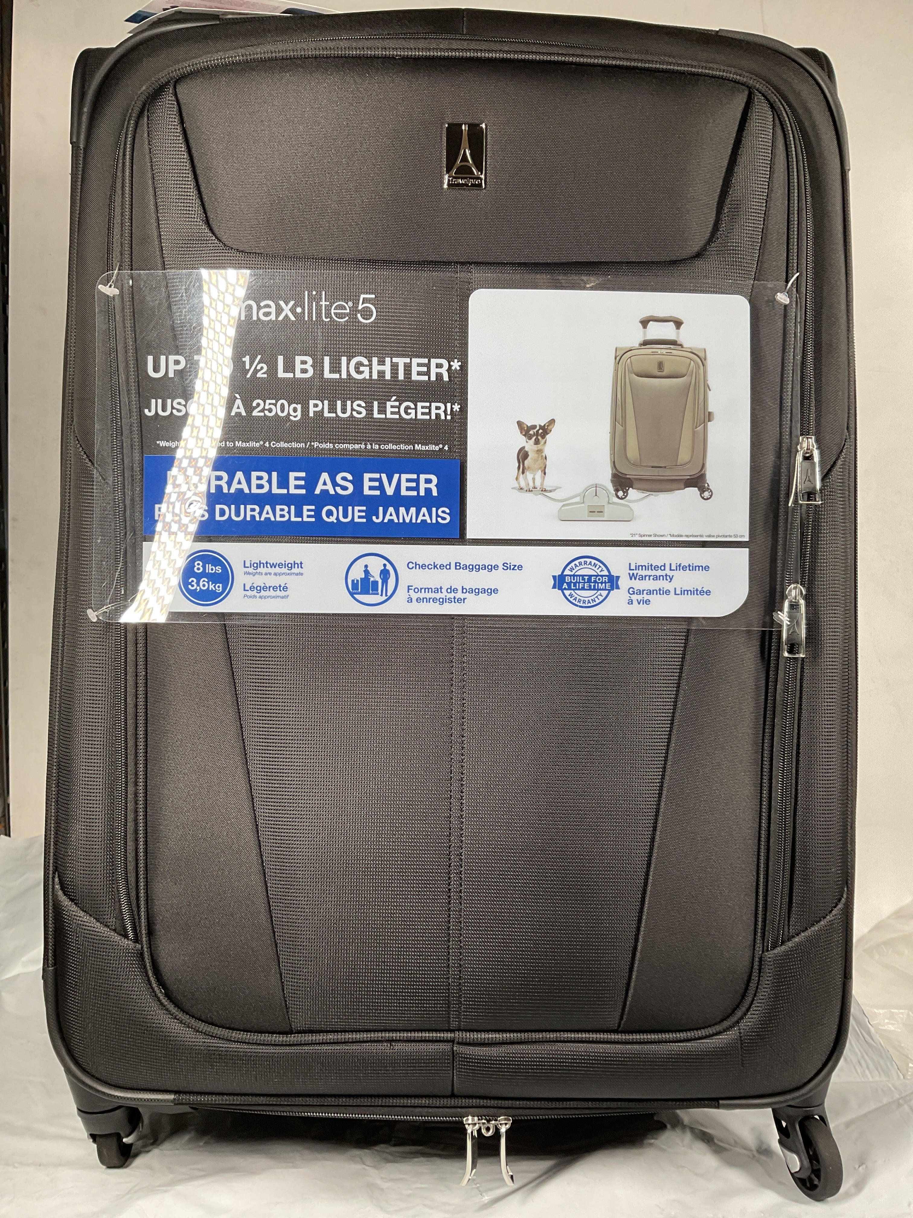 Travelpro Maxlite 5 Softside Expandable Luggage with 4 Spinner Wheels, Lightweight Suitcase, Men and Women ( Black , Checked-Large 29-Inch ) Black Checked Large 29 Inch U36