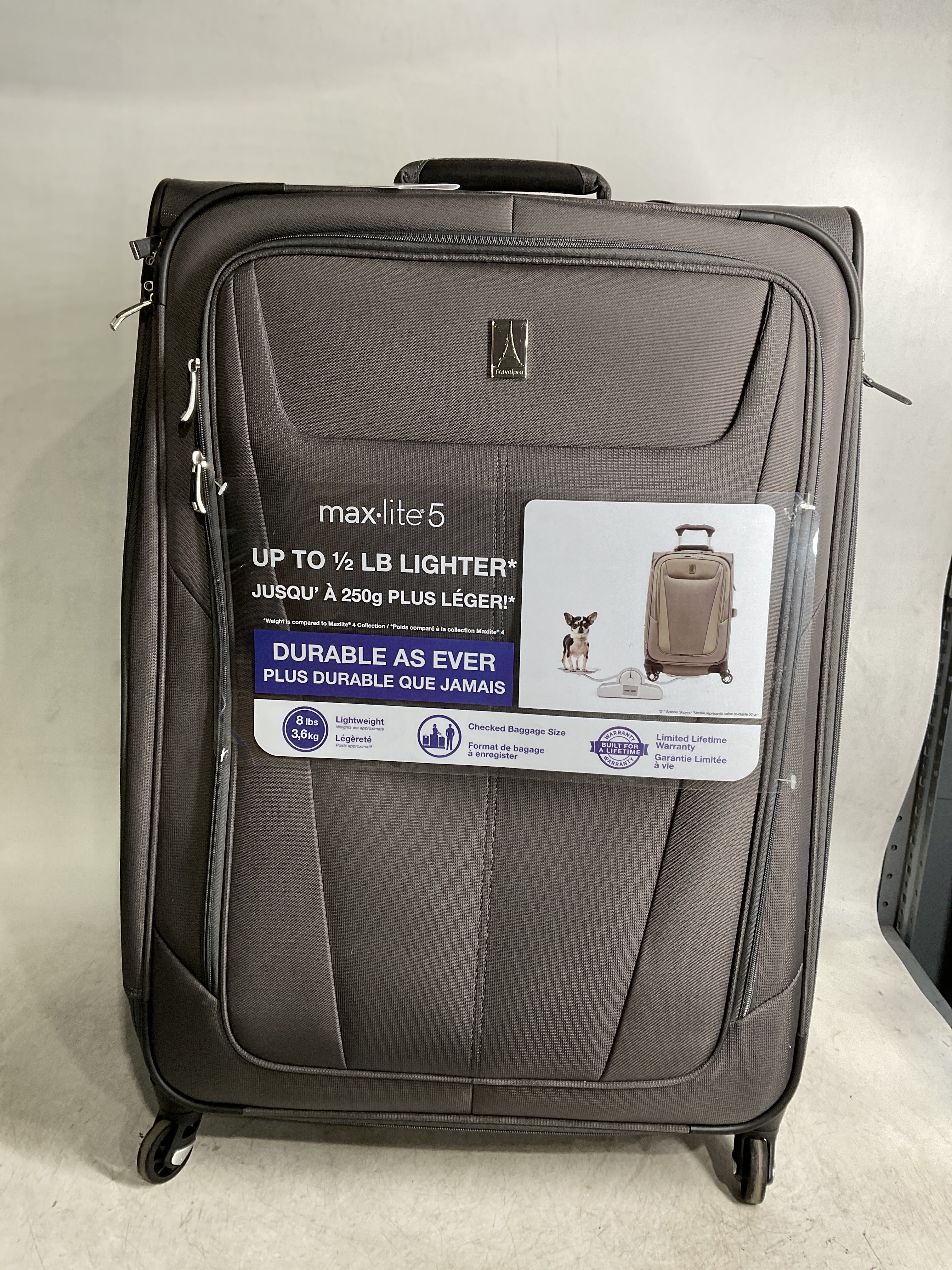 Travelpro Maxlite 5 Softside Expandable Luggage with 4 Spinner Wheels, Lightweight Suitcase, Men and Women ( Shadow Grey , Checked-Large 29-Inch ) Shadow Grey Checked Large 29 Inch U10