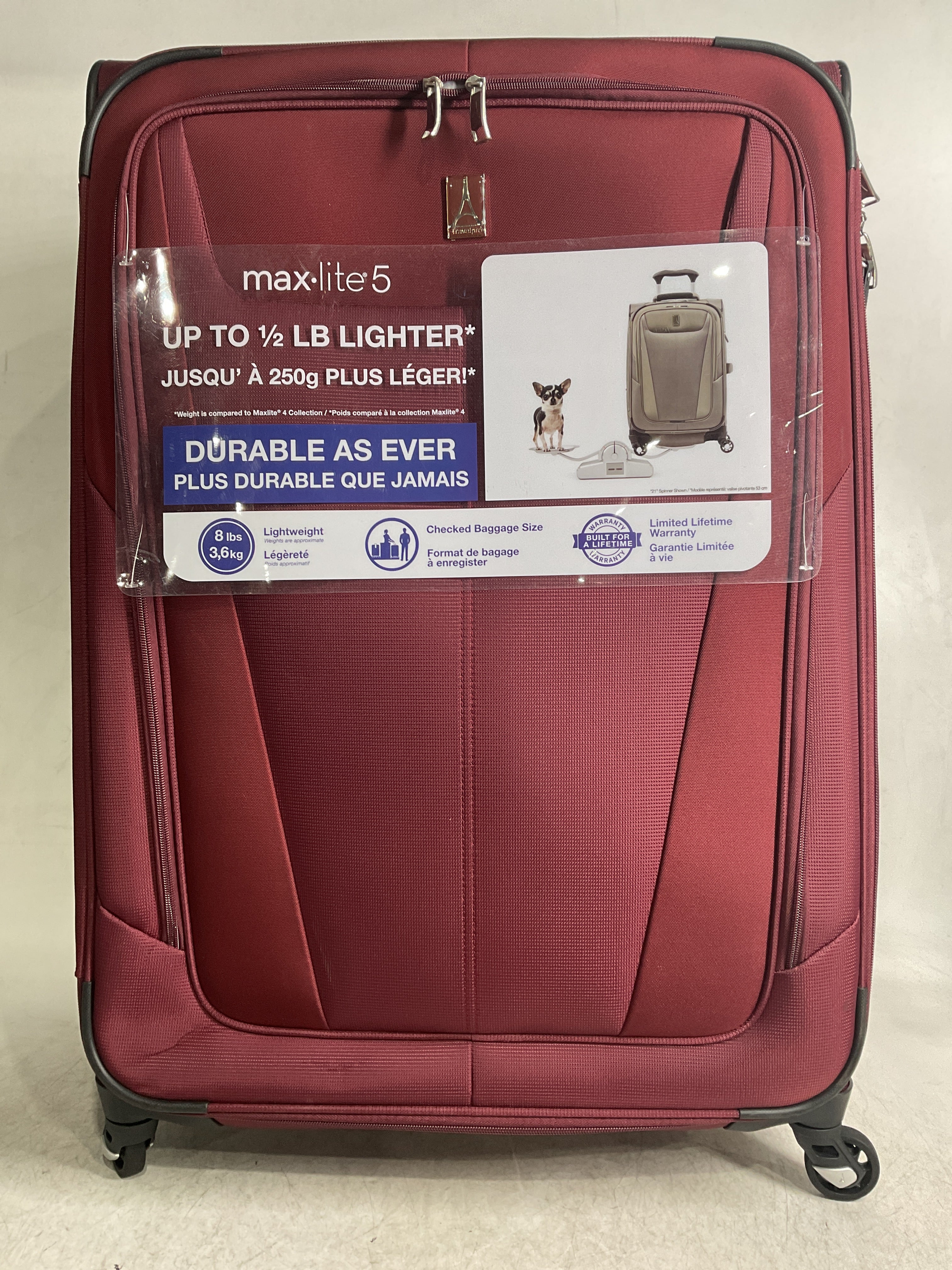Travelpro Maxlite 5 Softside Expandable Luggage with 4 Spinner Wheels, Lightweight Suitcase, Men and Women ( Burgundy , Checked-Large 29-Inch ) Burgundy Checked Large 29 Inch U28