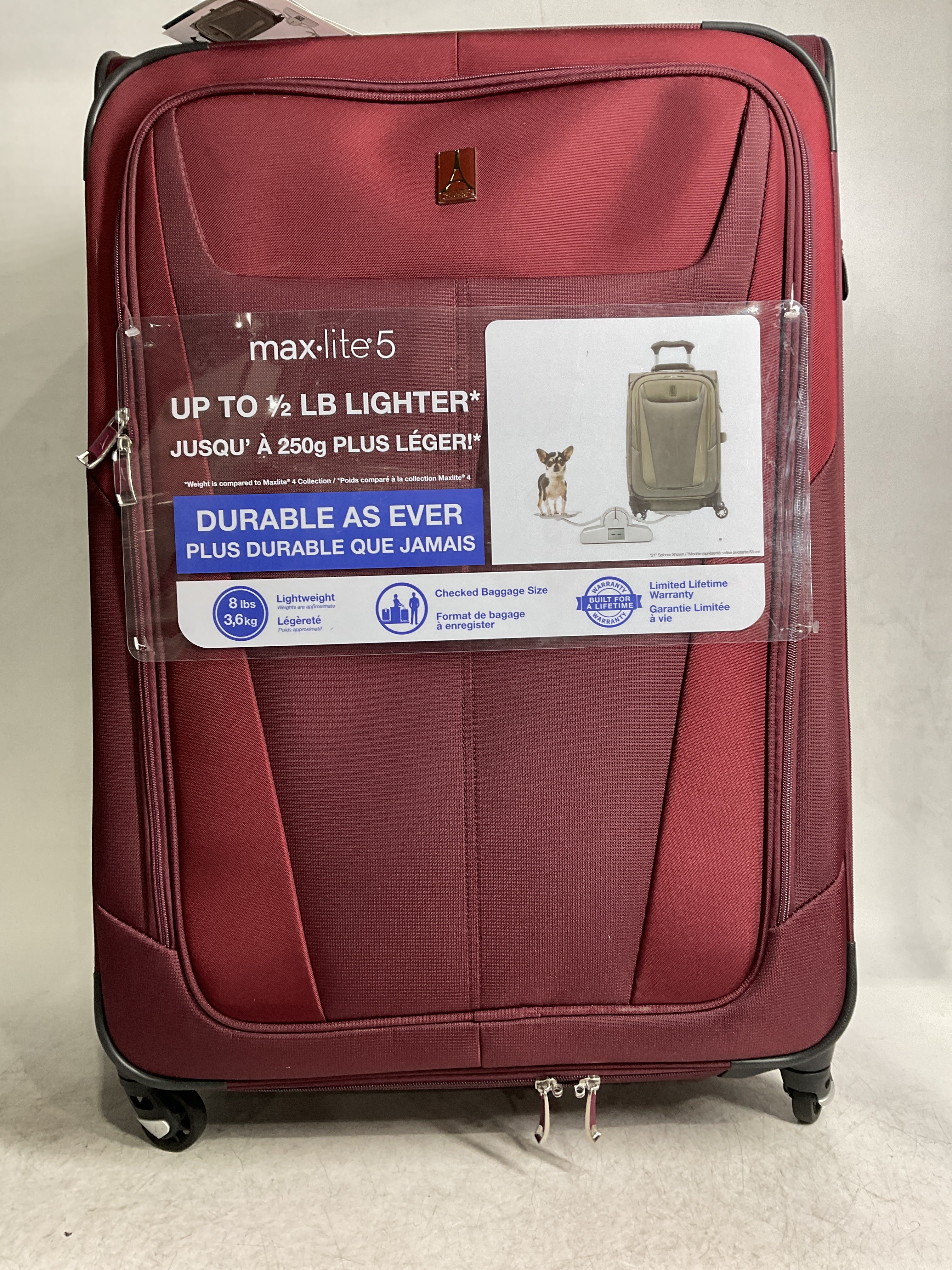 Travelpro Maxlite 5 Softside Expandable Luggage with 4 Spinner Wheels, Lightweight Suitcase, Men and Women ( Burgundy , Checked-Large 29-Inch ) Burgundy Checked Large 29 Inch U31