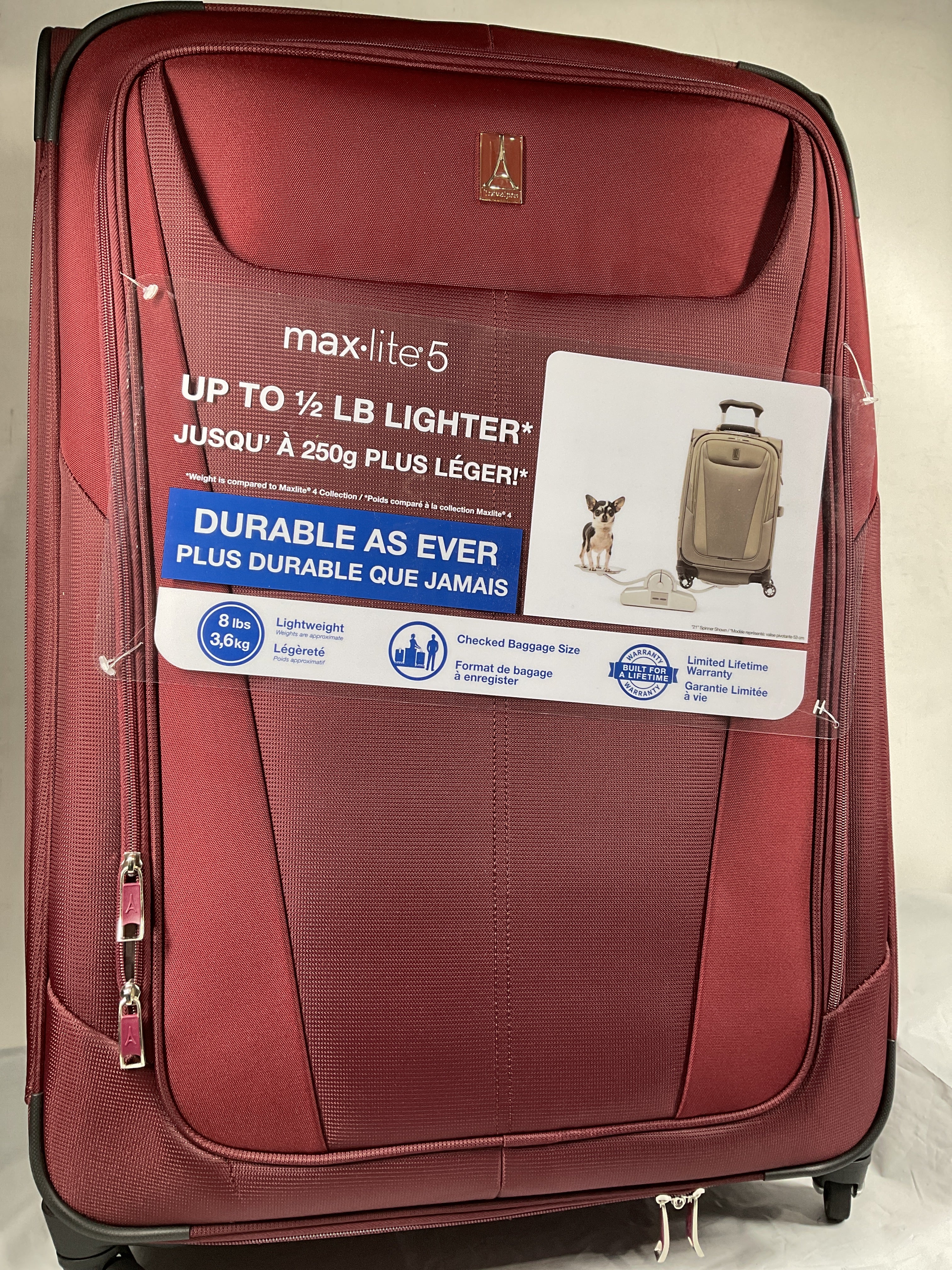Travelpro Maxlite 5 Softside Expandable Luggage with 4 Spinner Wheels, Lightweight Suitcase, Men and Women ( Burgundy , Checked-Large 29-Inch ) Burgundy Checked Large 29 Inch U35