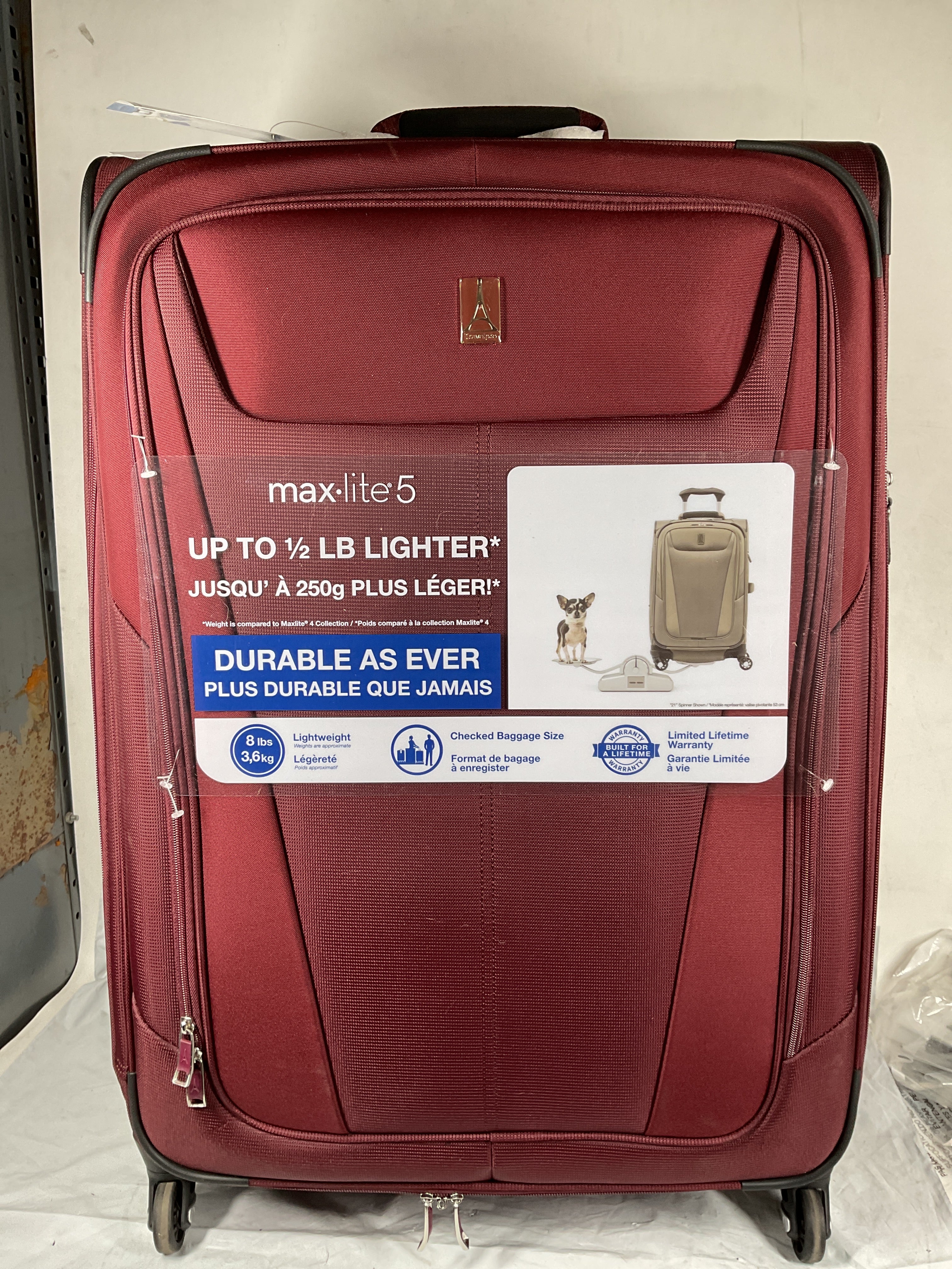 Travelpro Maxlite 5 Softside Expandable Luggage with 4 Spinner Wheels, Lightweight Suitcase, Men and Women ( Burgundy , Checked-Large 29-Inch ) Burgundy Checked Large 29 Inch U37