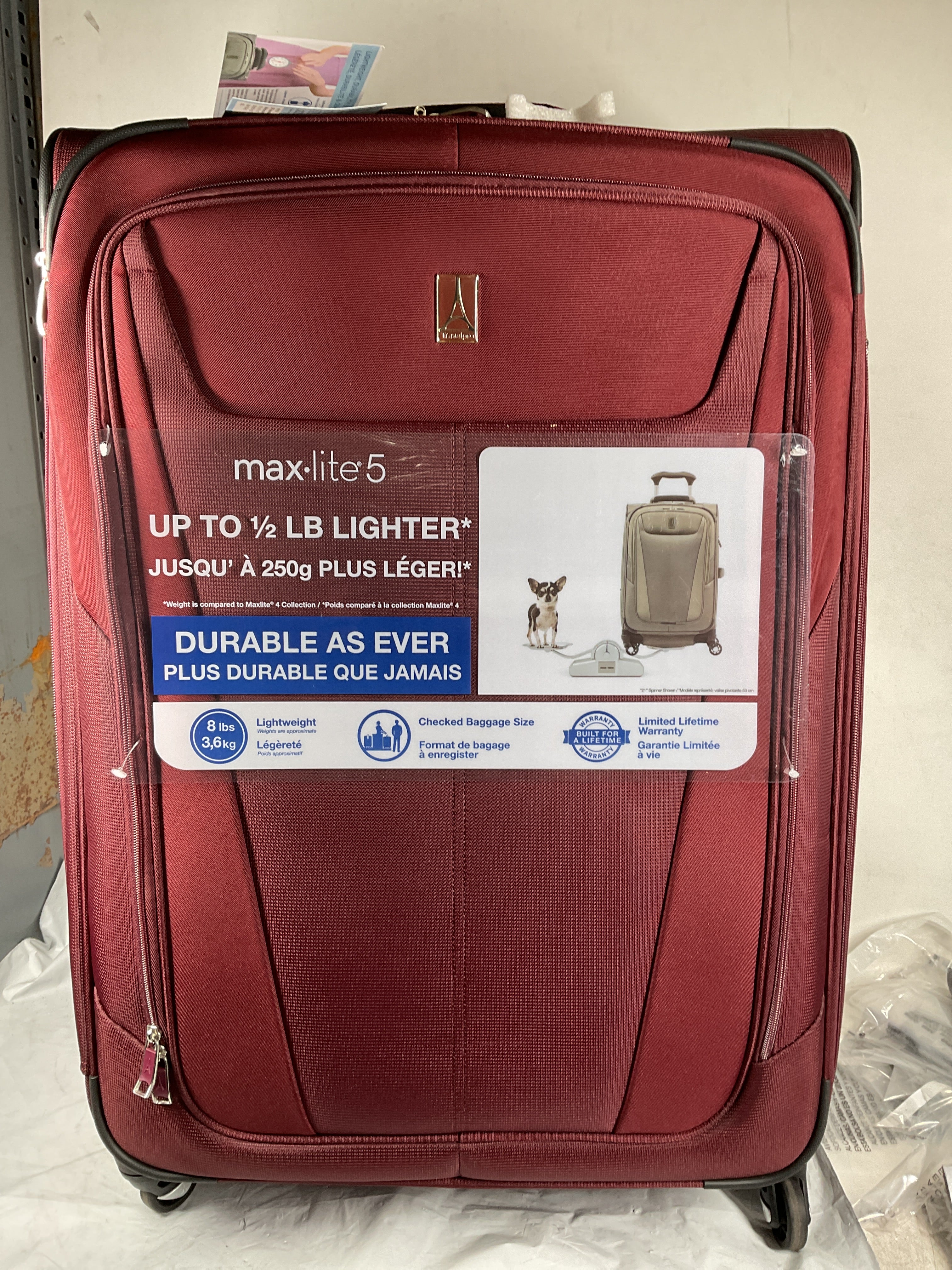 Travelpro Maxlite 5 Softside Expandable Luggage with 4 Spinner Wheels, Lightweight Suitcase, Men and Women ( Burgundy , Checked-Large 29-Inch ) Burgundy Checked Large 29 Inch U38