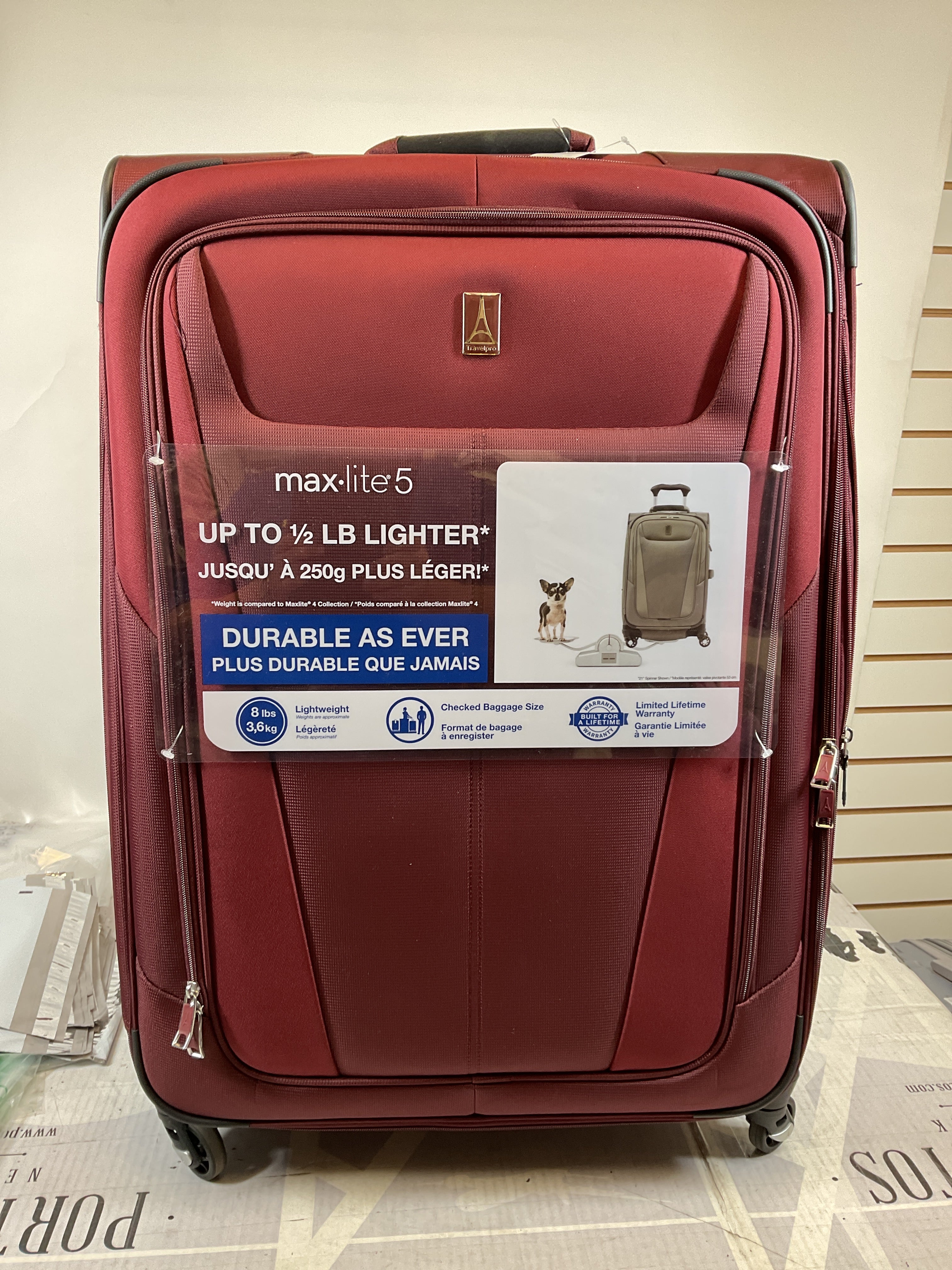 Travelpro Maxlite 5 Softside Expandable Luggage with 4 Spinner Wheels, Lightweight Suitcase, Men and Women ( Burgundy , Checked-Large 29-Inch ) Burgundy Checked Large 29 Inch U43