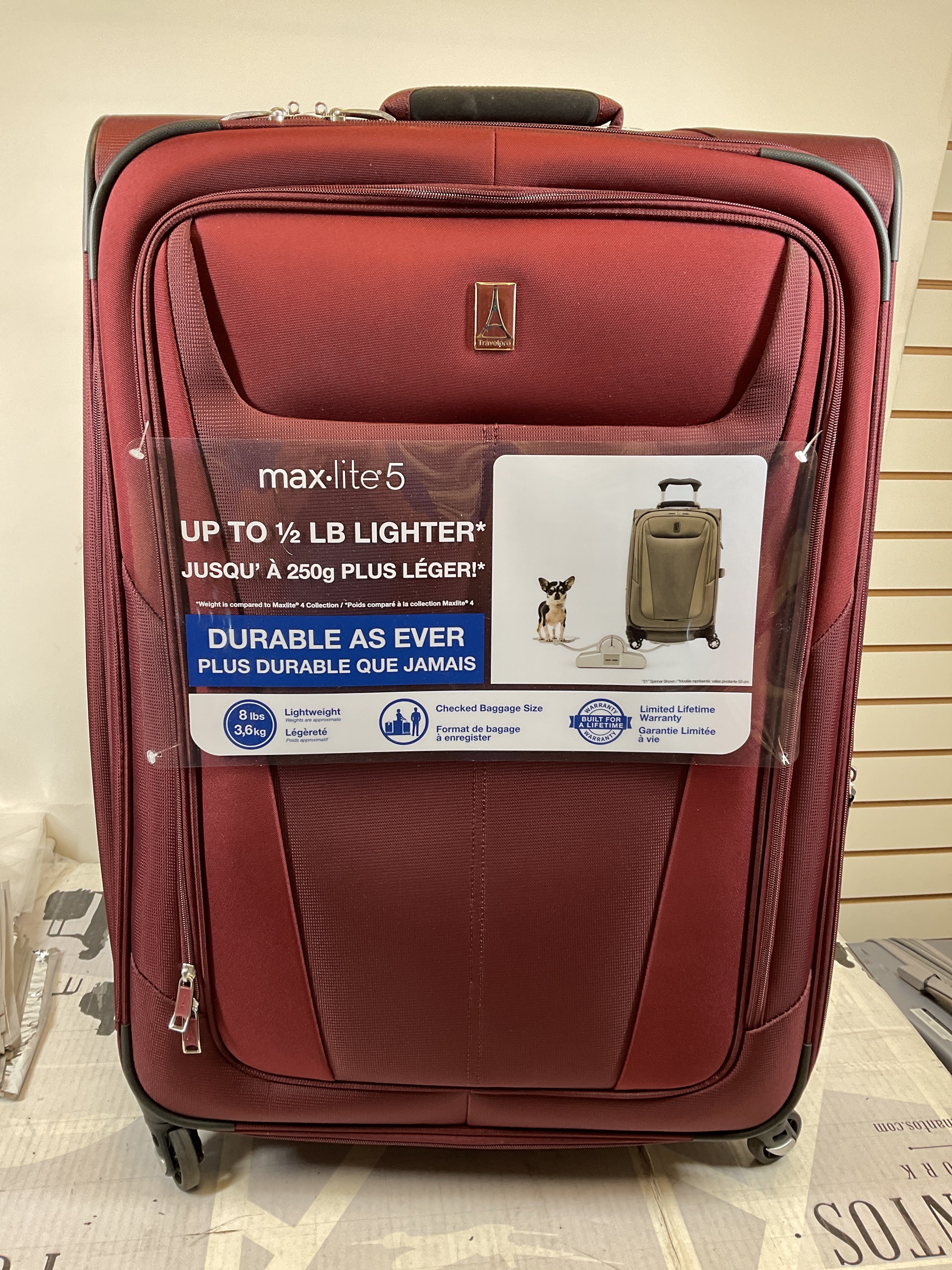 Travelpro Maxlite 5 Softside Expandable Luggage with 4 Spinner Wheels, Lightweight Suitcase, Men and Women ( Burgundy , Checked-Large 29-Inch ) Burgundy Checked Large 29 Inch U44