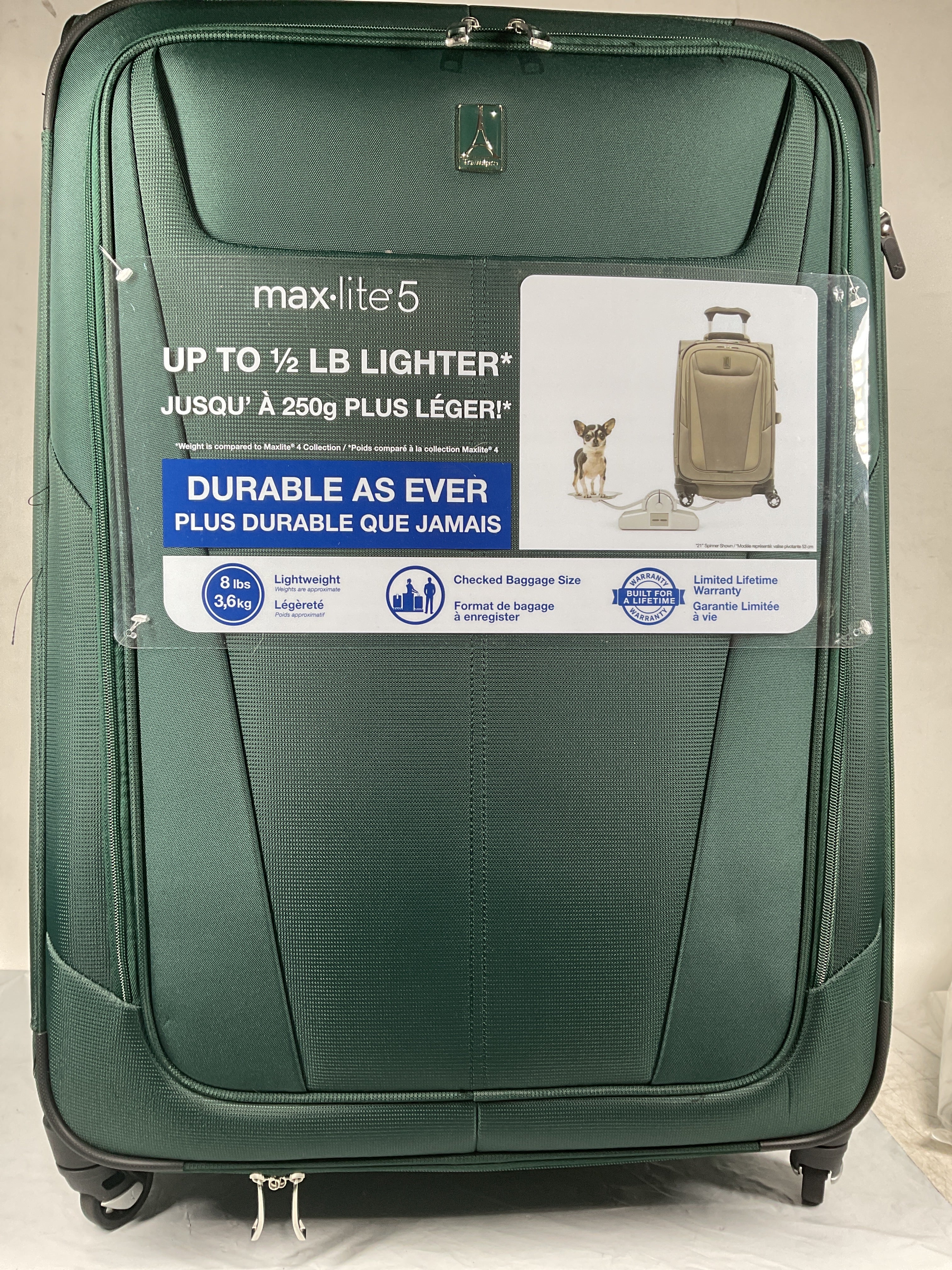 Travelpro Maxlite 5 Softside Expandable Luggage with 4 Spinner Wheels, Lightweight Suitcase, Men and Women ( Green Forest , Checked-Large 29-Inch ) Green Forest Checked Large 29 Inch U12