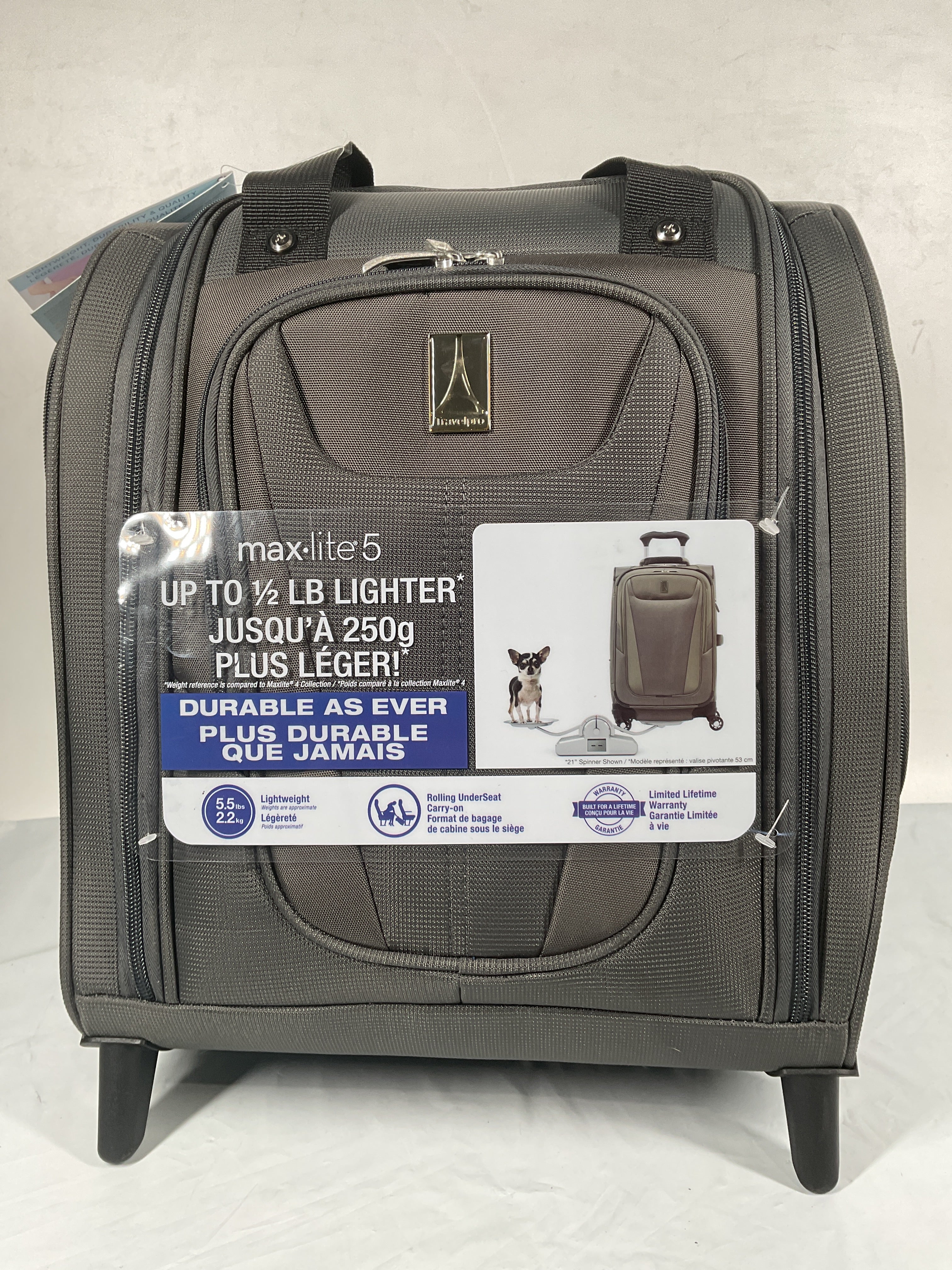 Travelpro Luggage Maxlite 5 Softside Lightweight Rolling Underseat Compact Carry on Upright 2 Wheel Bag, Men and Women ( Shadow Grey , 15-Inch ) Shadow Grey 15 Inch U10