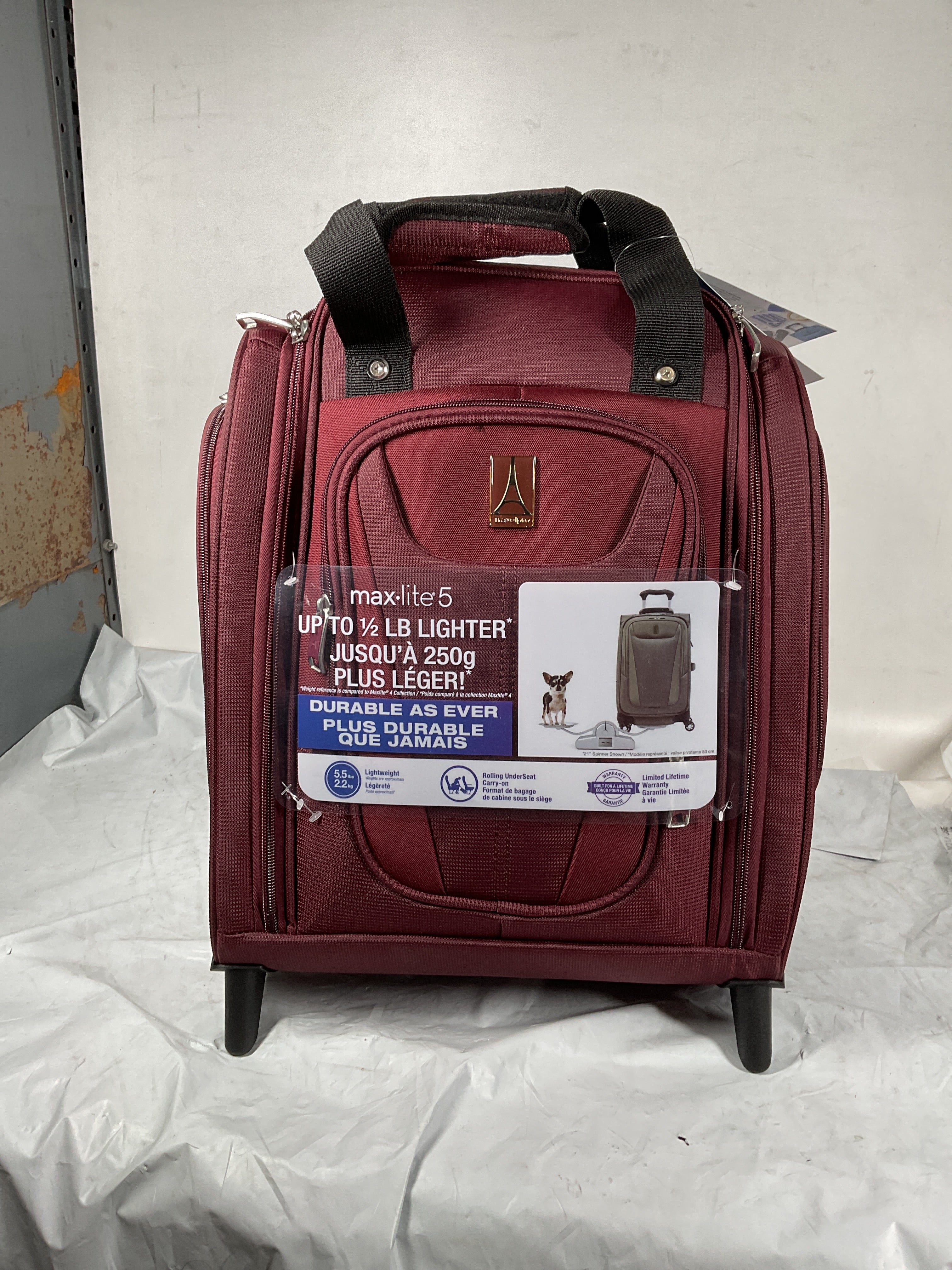 Travelpro Luggage Maxlite 5 Softside Lightweight Rolling Underseat Compact Carry on Upright 2 Wheel Bag, Men and Women ( Burgundy , 15-Inch ) Burgundy 15 Inch U2