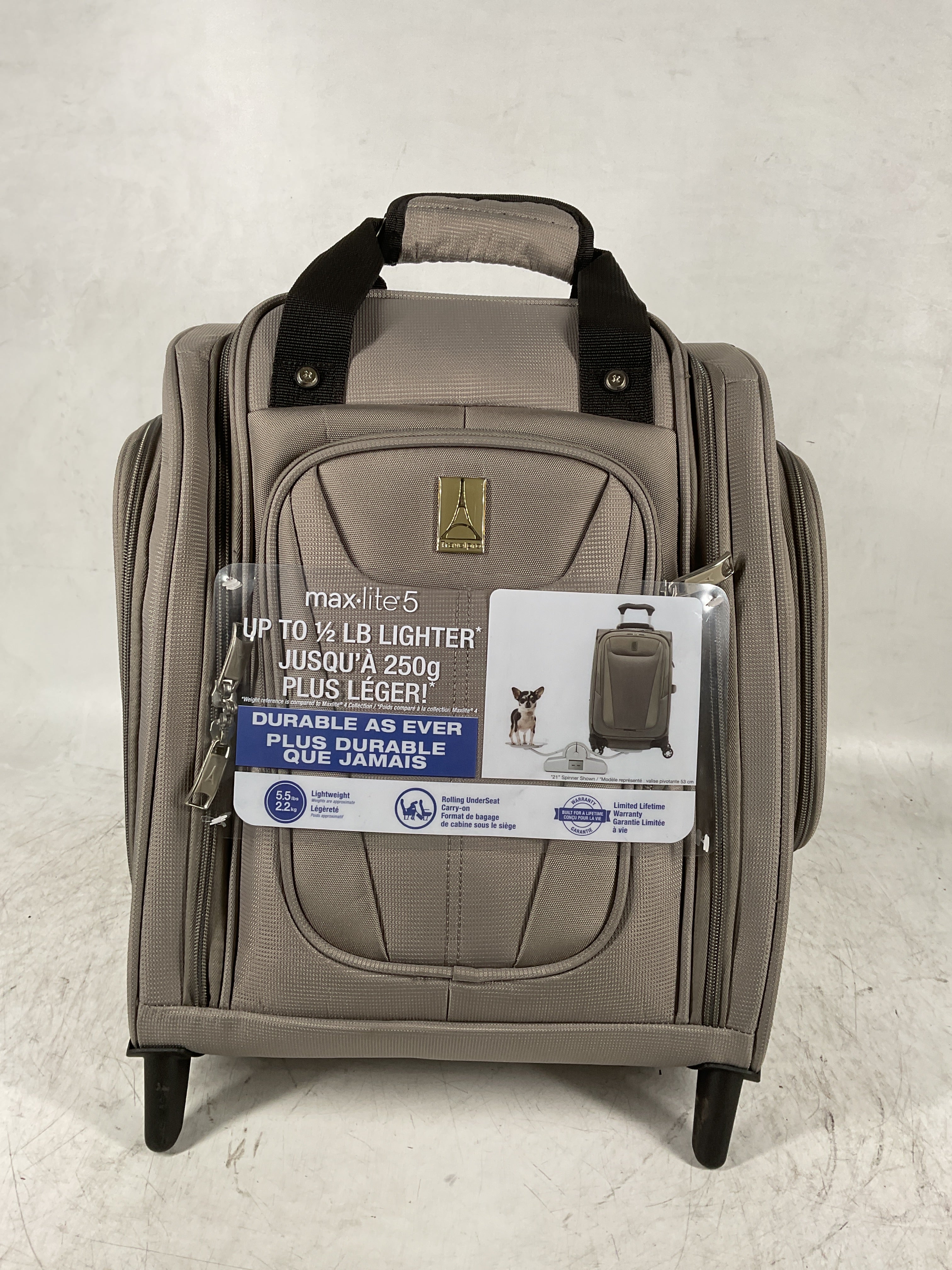 Travelpro Luggage Maxlite 5 Softside Lightweight Rolling Underseat Compact Carry on Upright 2 Wheel Bag, Men and Women ( Champagne , 15-Inch ) Champagne 15 Inch U1