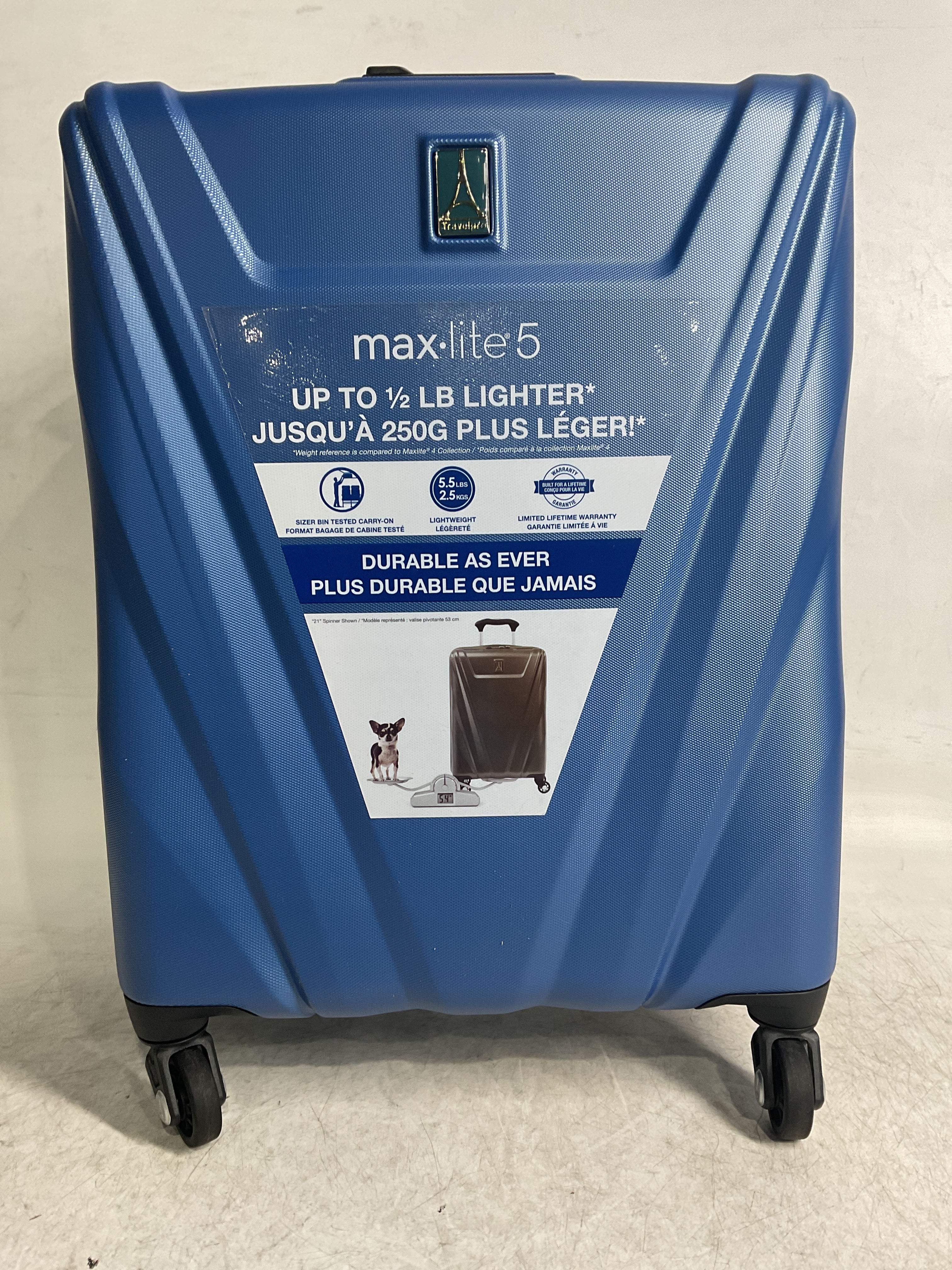 Travelpro Maxlite 5 Hardside Spinner Wheel Luggage ( Azure Blue , Carry-On 19-Inch ) Azure Blue Carry On 19 Inch U3