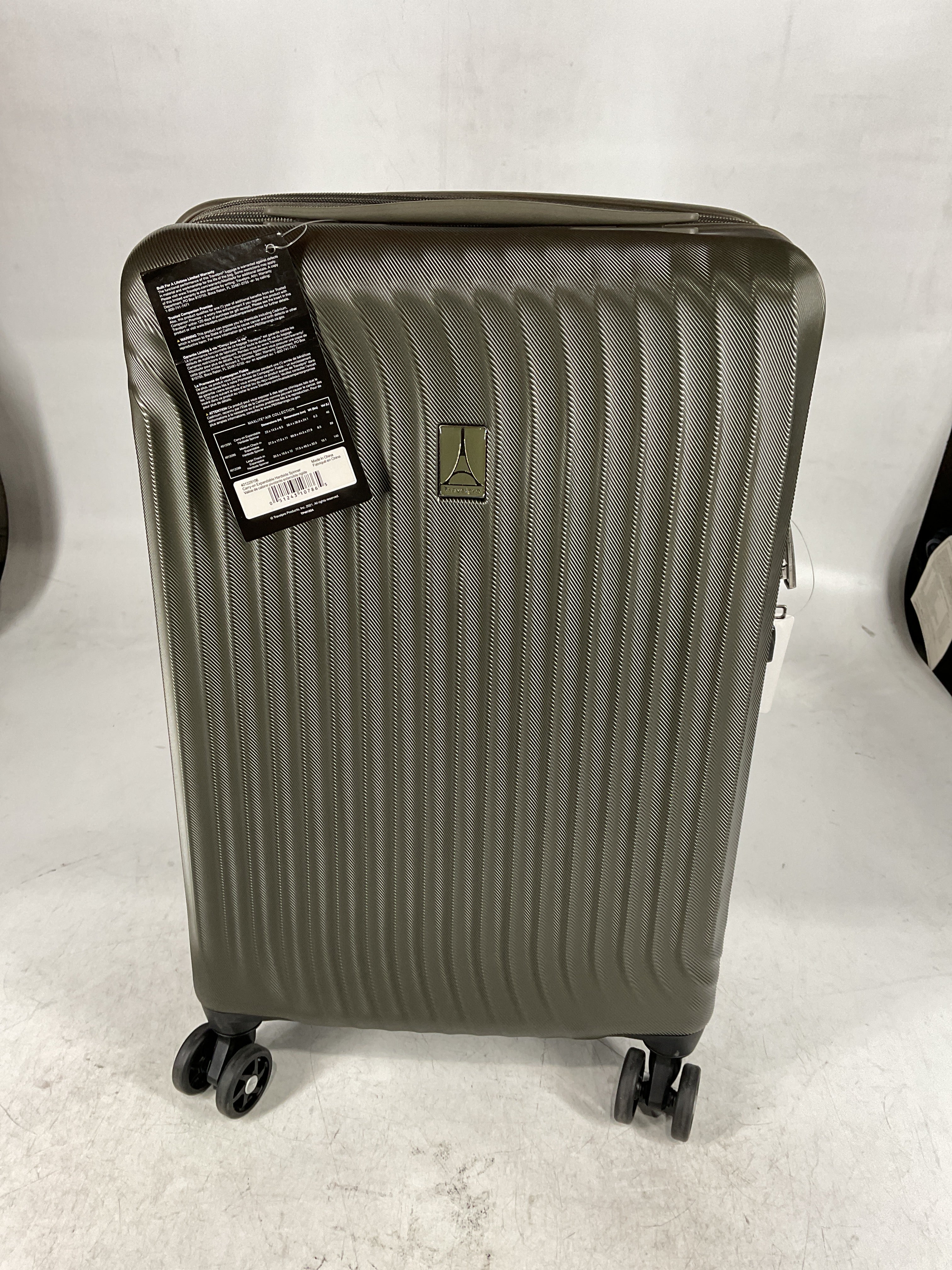 Travelpro Maxlite Air Hardside Expandable Luggage, 8 Spinner Wheels, Lightweight Hard Shell Polycarbonate Slate Green Carry On 21 Inch U4