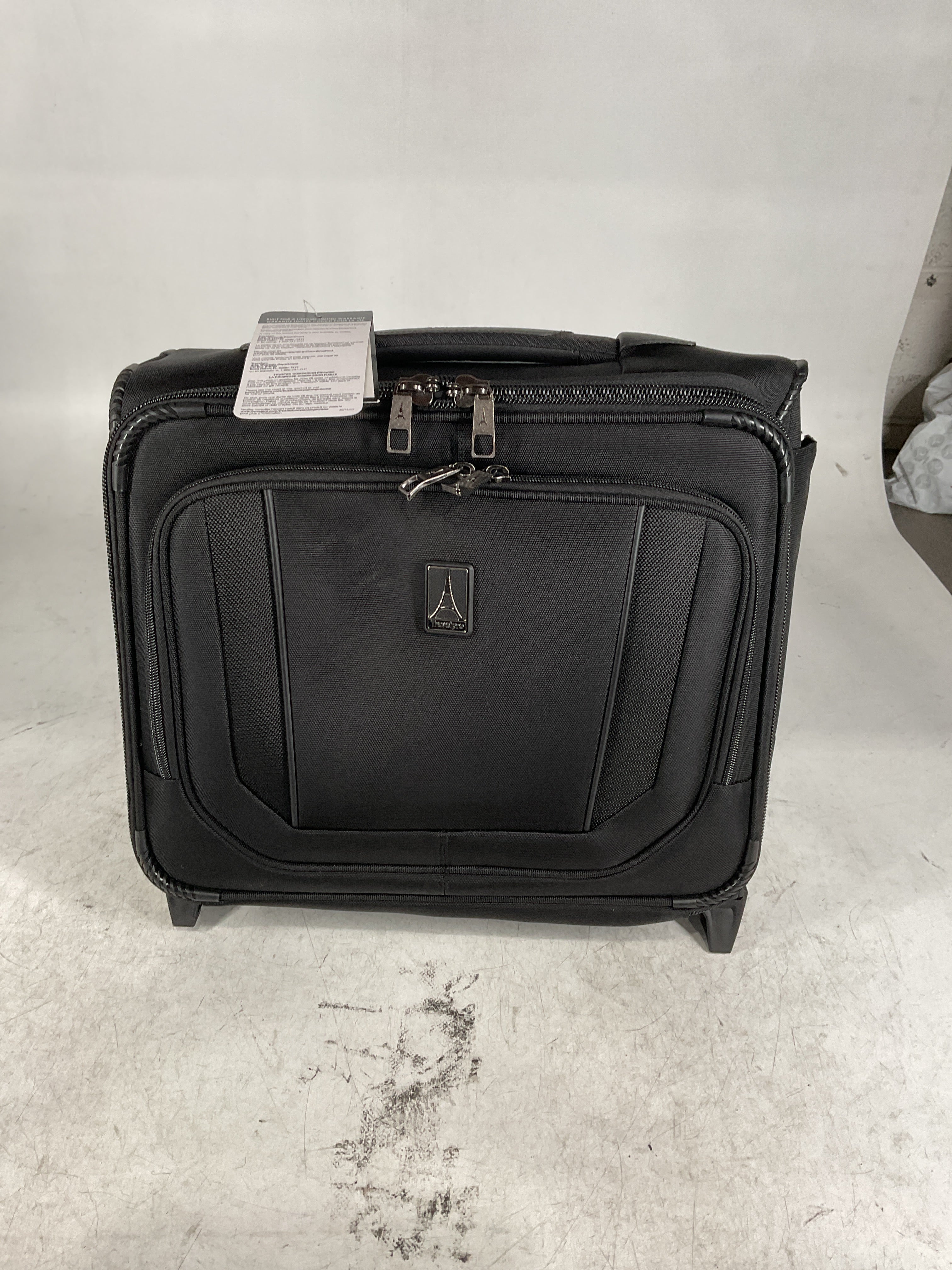 Travelpro Crew Versapack Carry-on 2 Wheel Upright Rolling Tote, 14-Inch Laptop or Tablet Pocket, Men and Women, Jet Black, 16.5-Inch U1